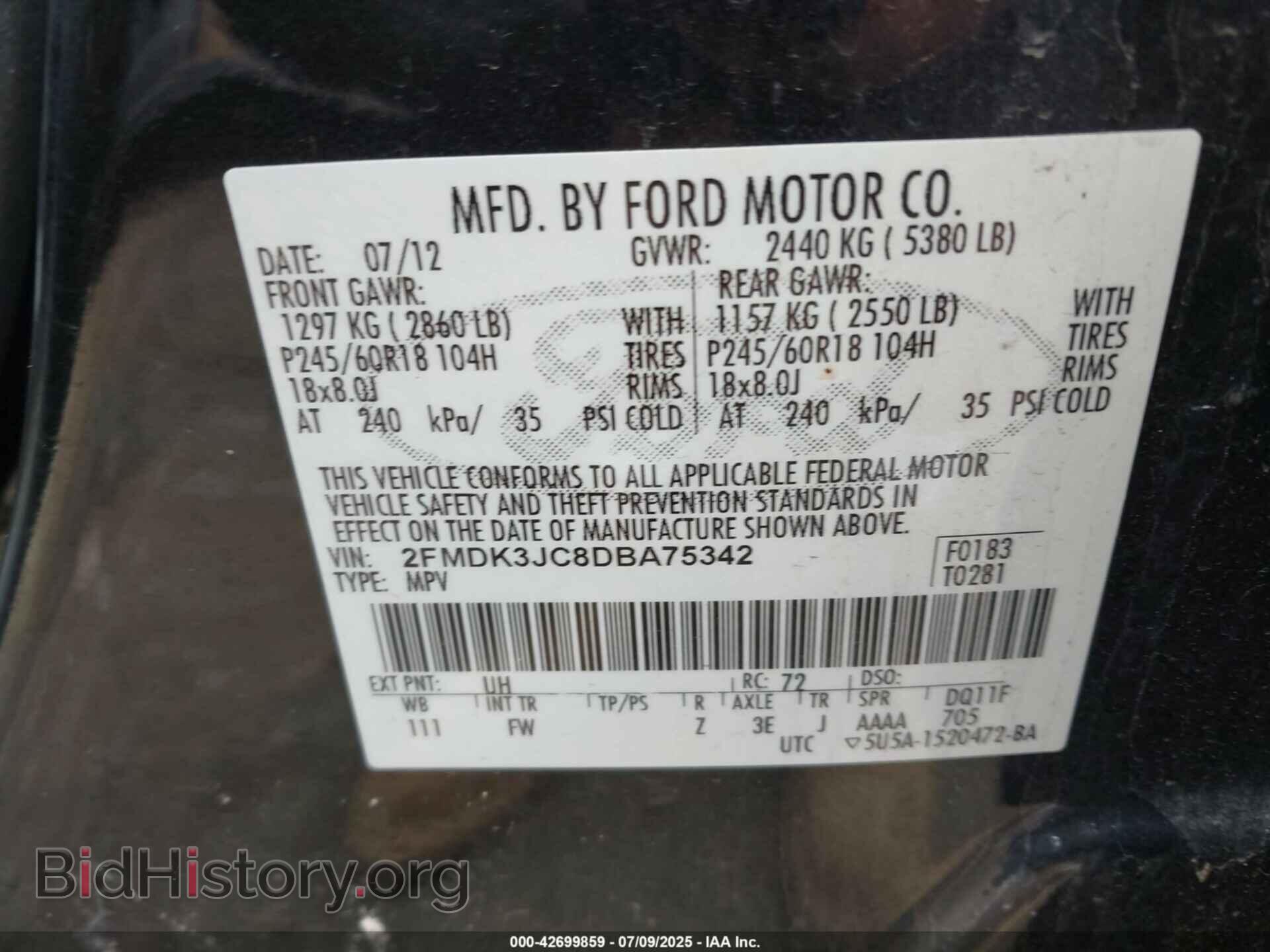 2013 FORD EDGE - VIN: 2FMDK3JC8DBA75342 - Photo 9