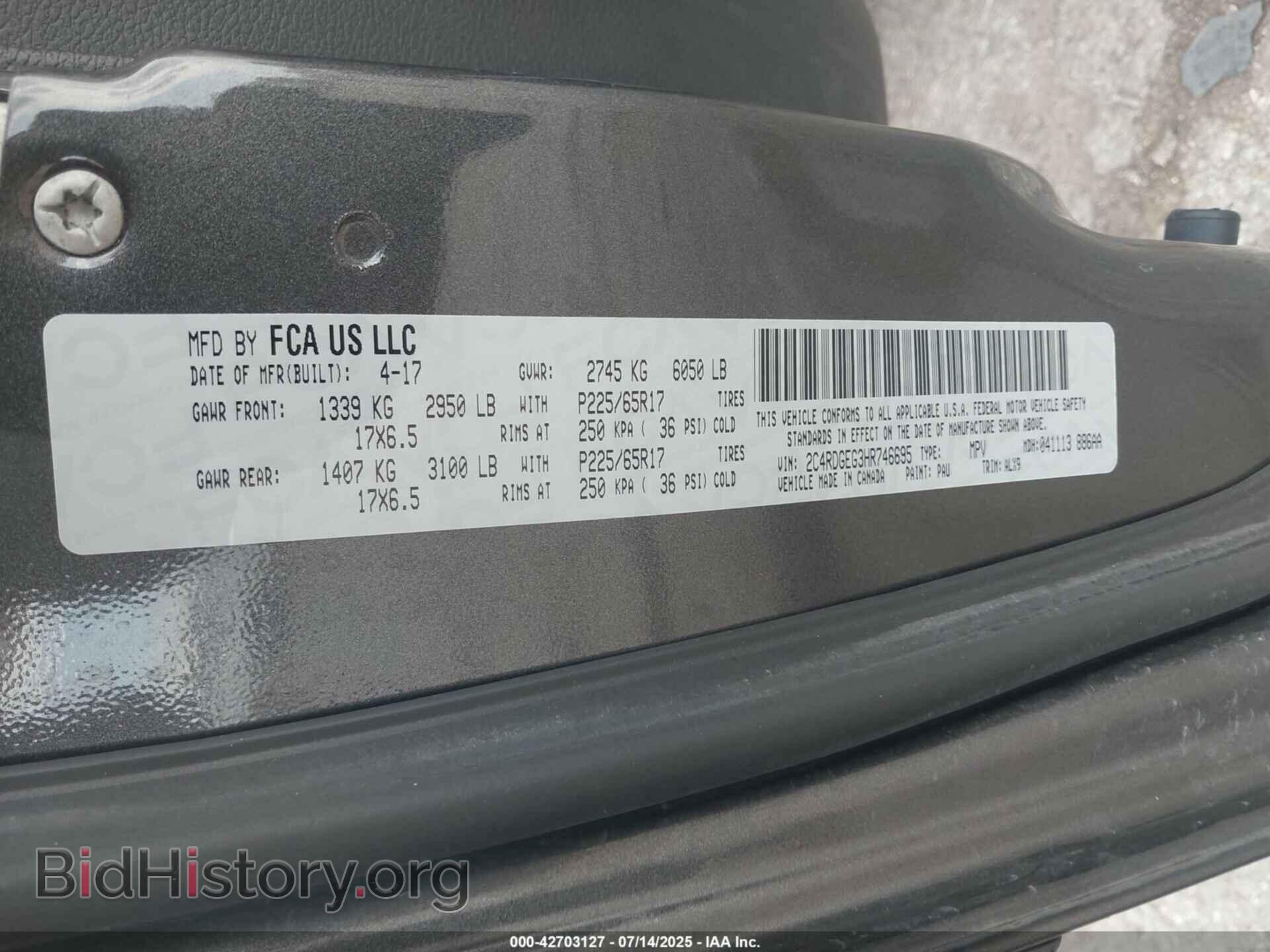 2017 DODGE GRAND CARAVAN - VIN: 2C4RDGEG3HR746695 - Фото 9