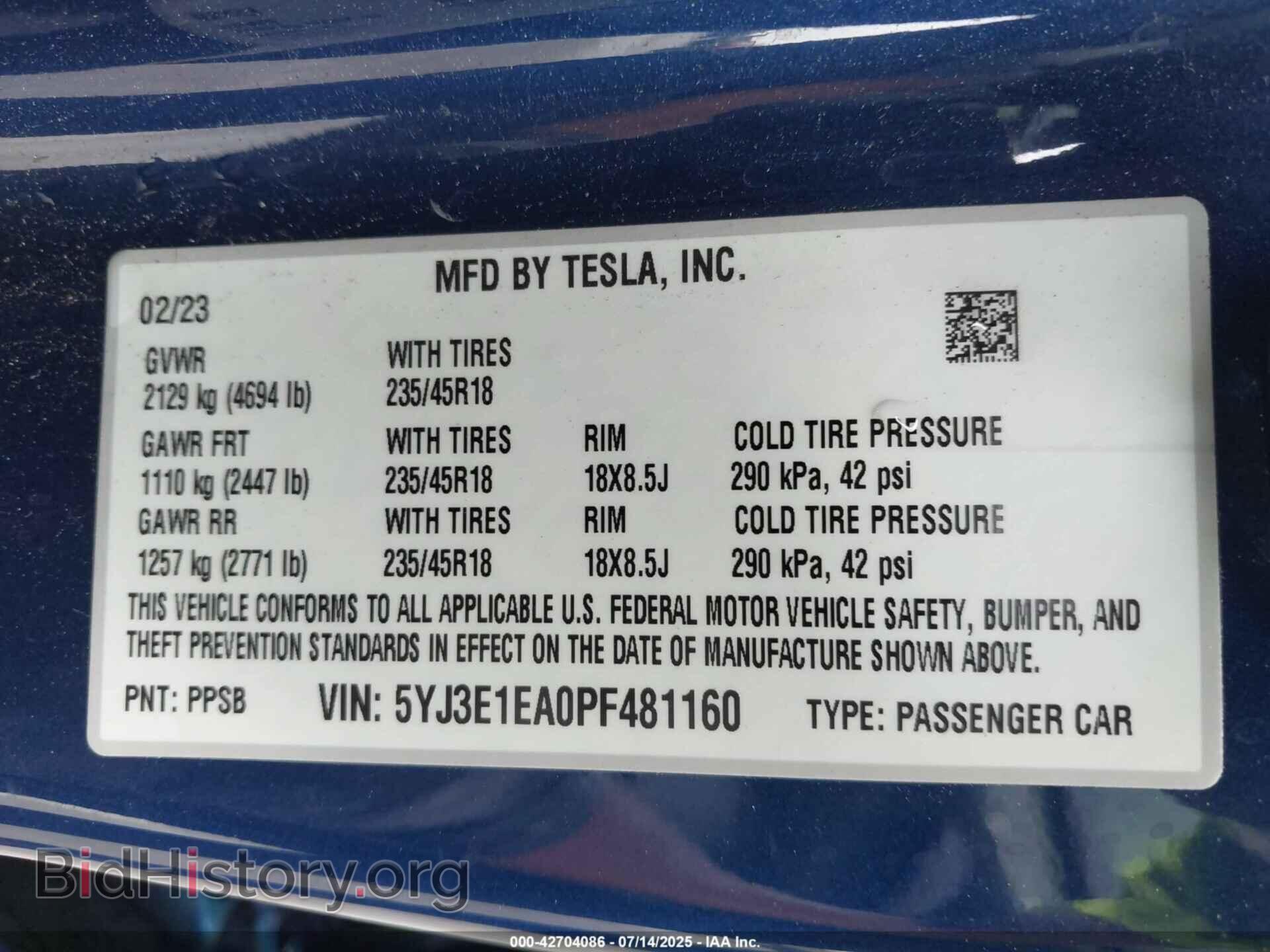 2023 TESLA MODEL 3 - VIN: 5YJ3E1EA0PF481160 - Фото 9