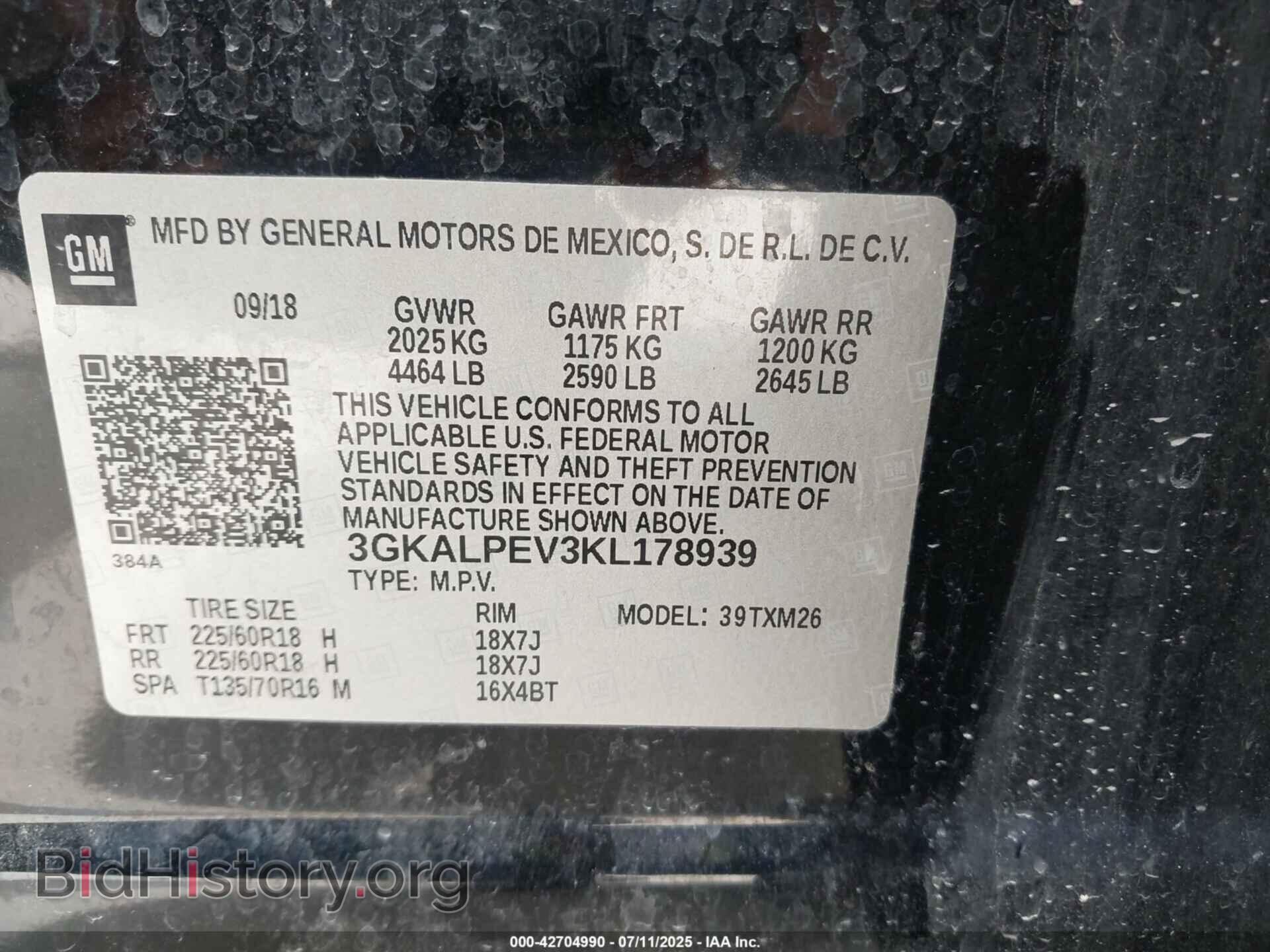 2019 GMC TERRAIN - VIN: 3GKALPEV3KL178939 - Фото 9