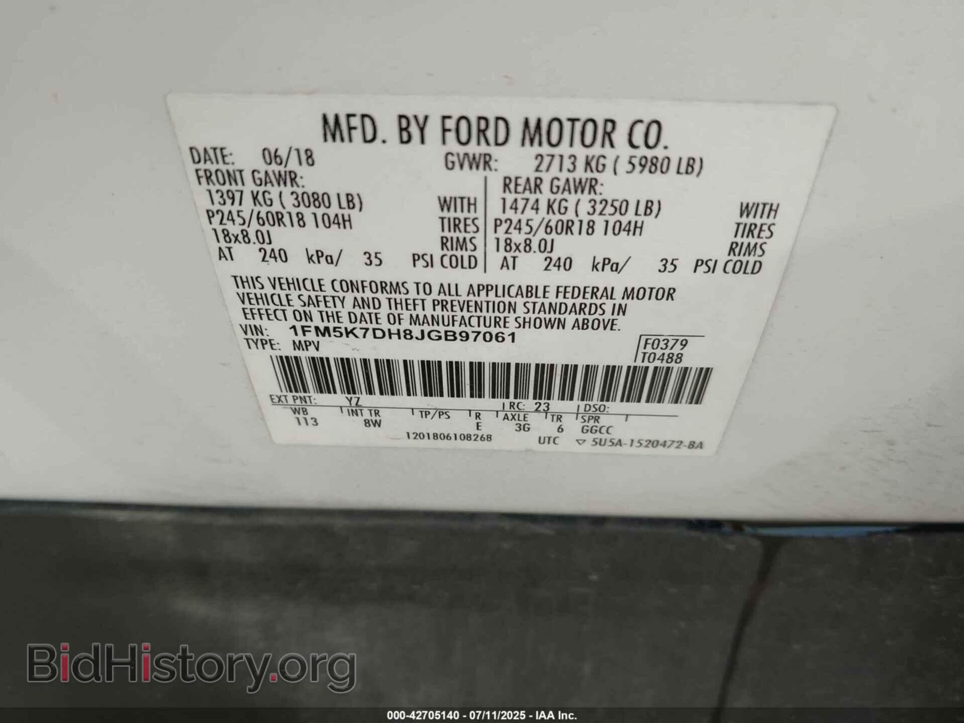 2018 FORD EXPLORER - VIN: 1FM5K7DH8JGB97061 - Фото 9