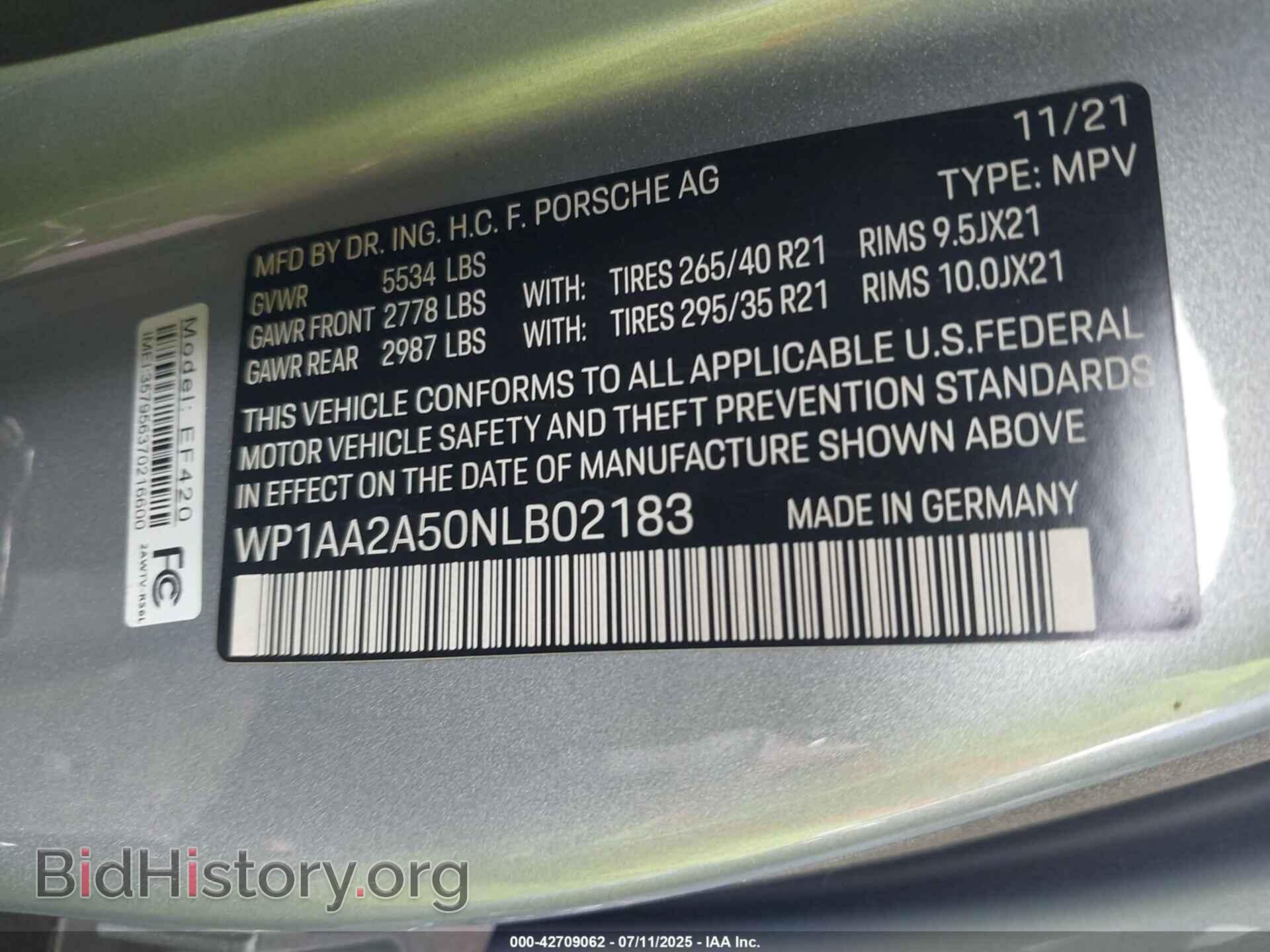 2022 PORSCHE MACAN - VIN: WP1AA2A50NLB02183 - Фото 9