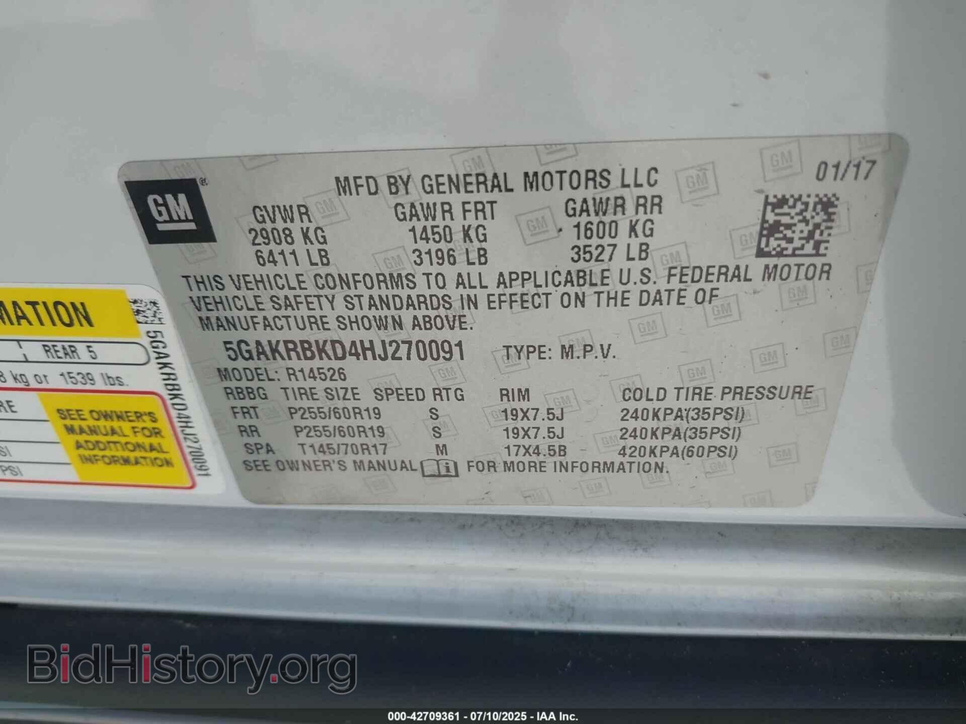 2017 BUICK ENCLAVE - VIN: 5GAKRBKD4HJ270091 - Фото 9