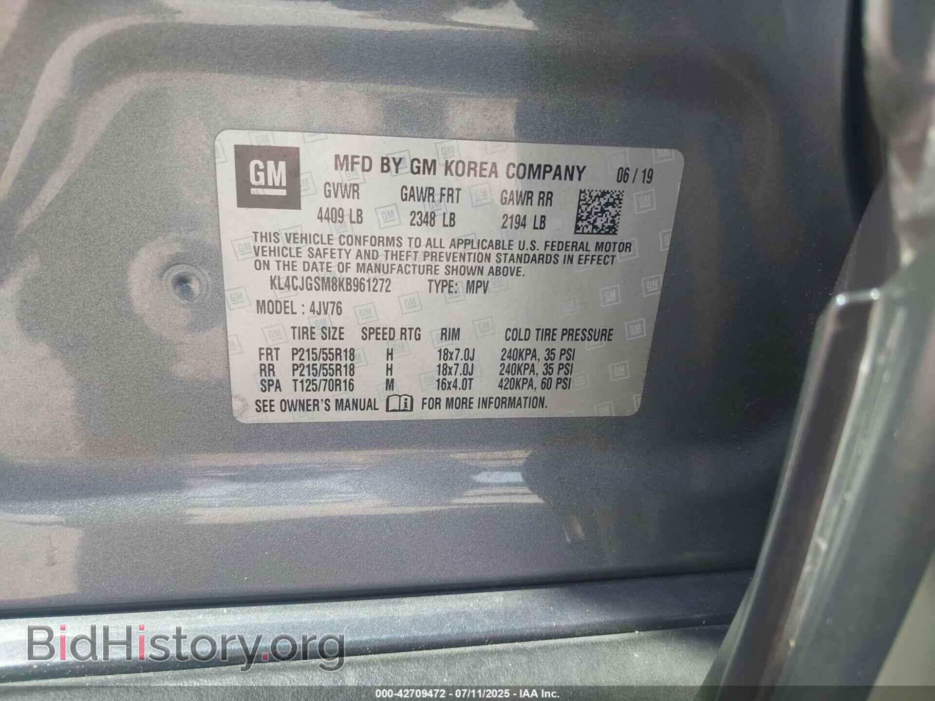 2019 BUICK ENCORE - VIN: KL4CJGSM8KB961272 - Фото 9