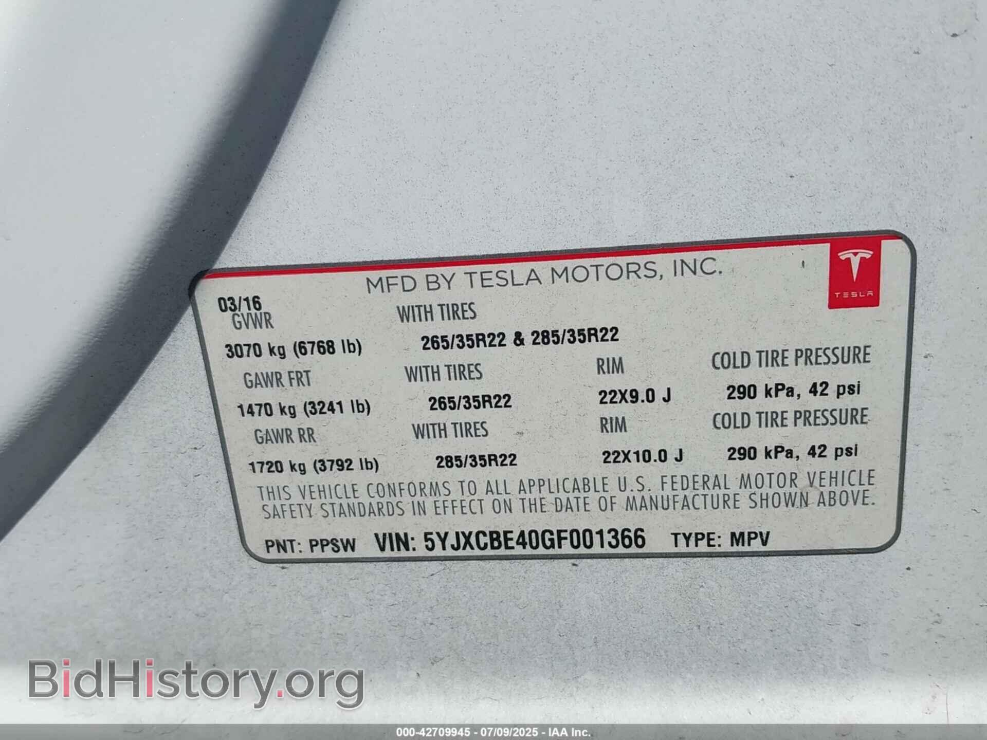 2016 TESLA MODEL X - VIN: 5YJXCBE40GF001366 - Photo 9