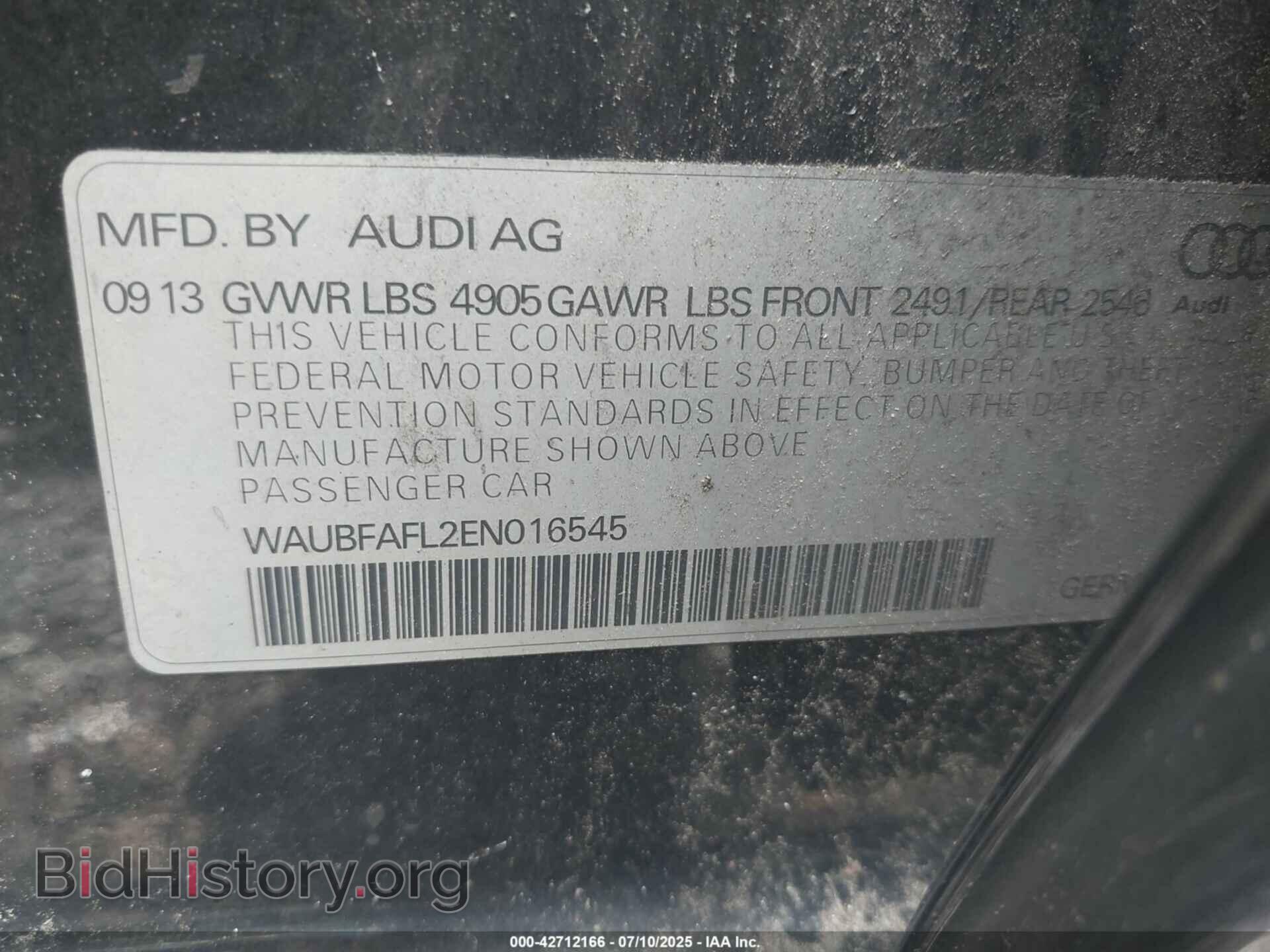 2014 AUDI A4 - VIN: WAUBFAFL2EN016545 - Фото 9