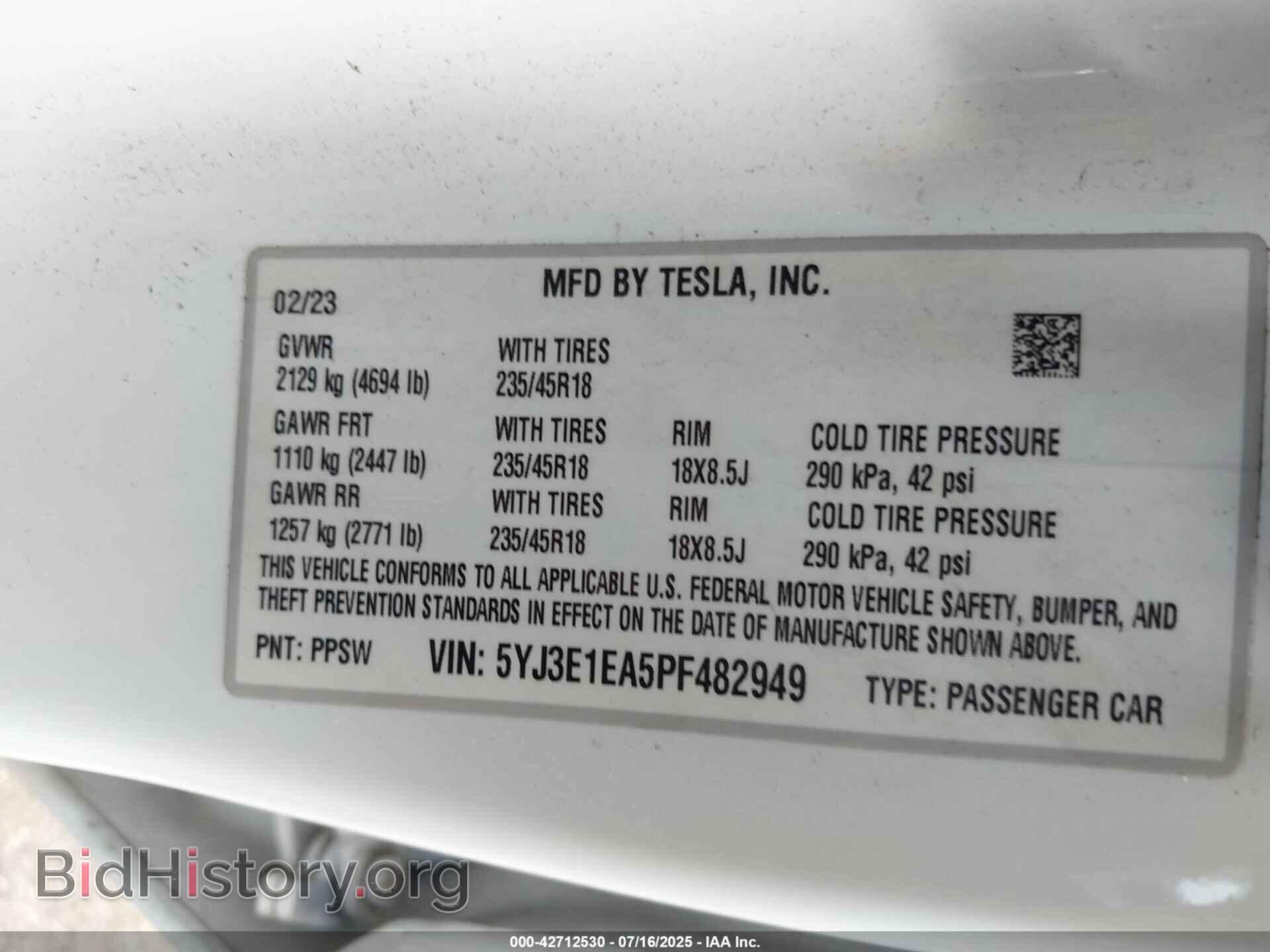 2023 TESLA MODEL 3 - VIN: 5YJ3E1EA5PF482949 - Фото 9