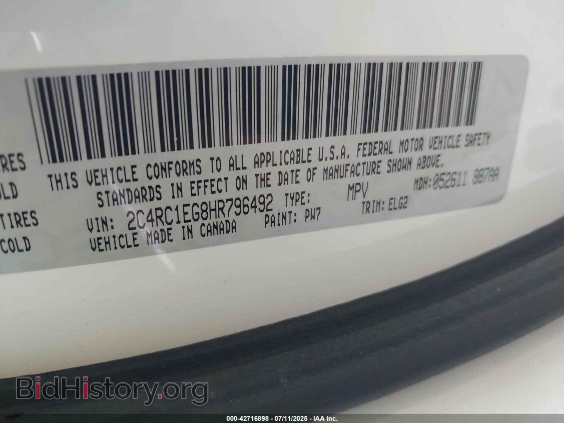 2017 CHRYSLER PACIFICA - VIN: 2C4RC1EG8HR796492 - Photo 9
