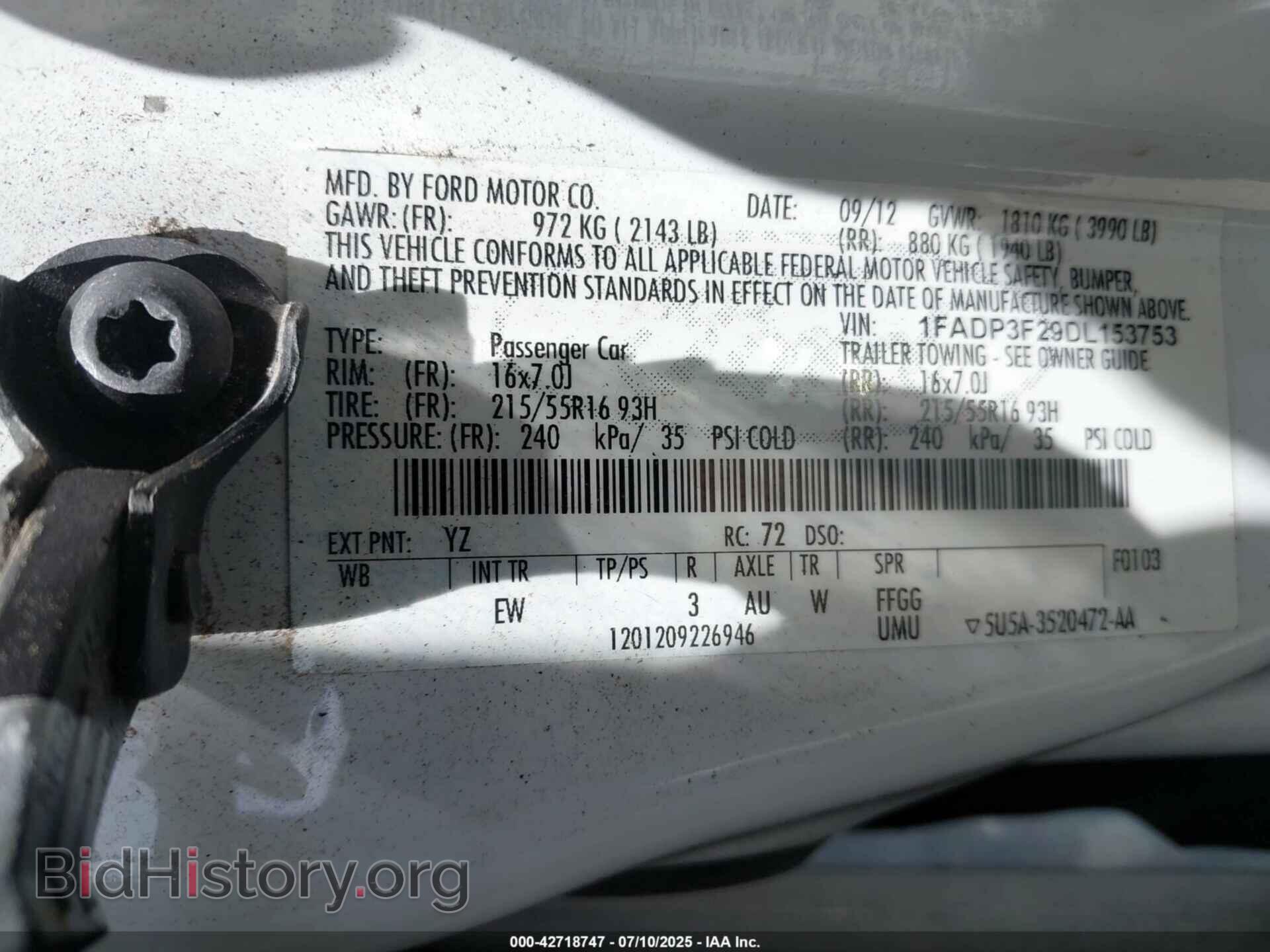 2013 FORD FOCUS - VIN: 1FADP3F29DL153753 - Фото 9