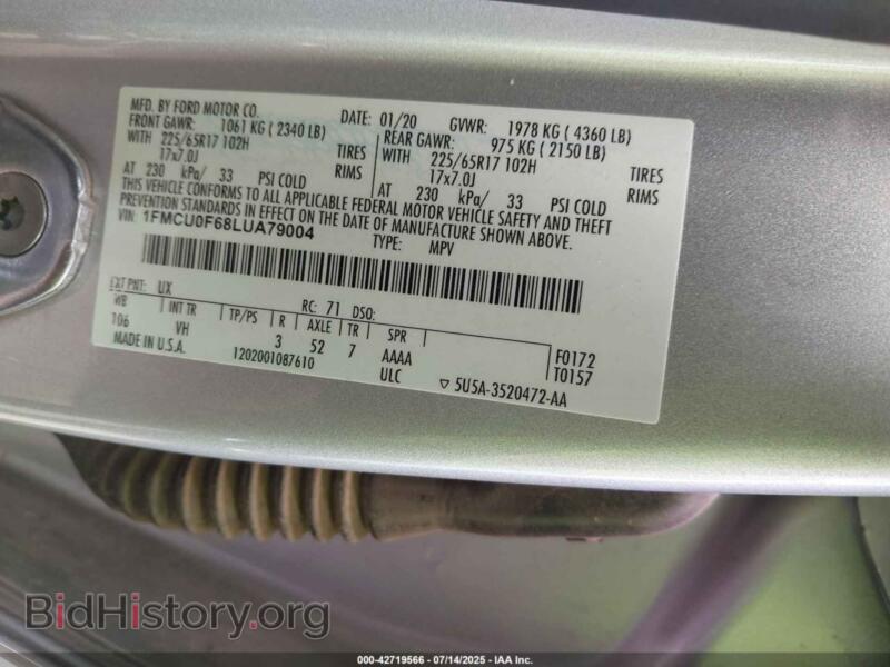 2020 Ford ESCAPE (VIN 1FMCU0F68LUA79004) — фото 9 из 17