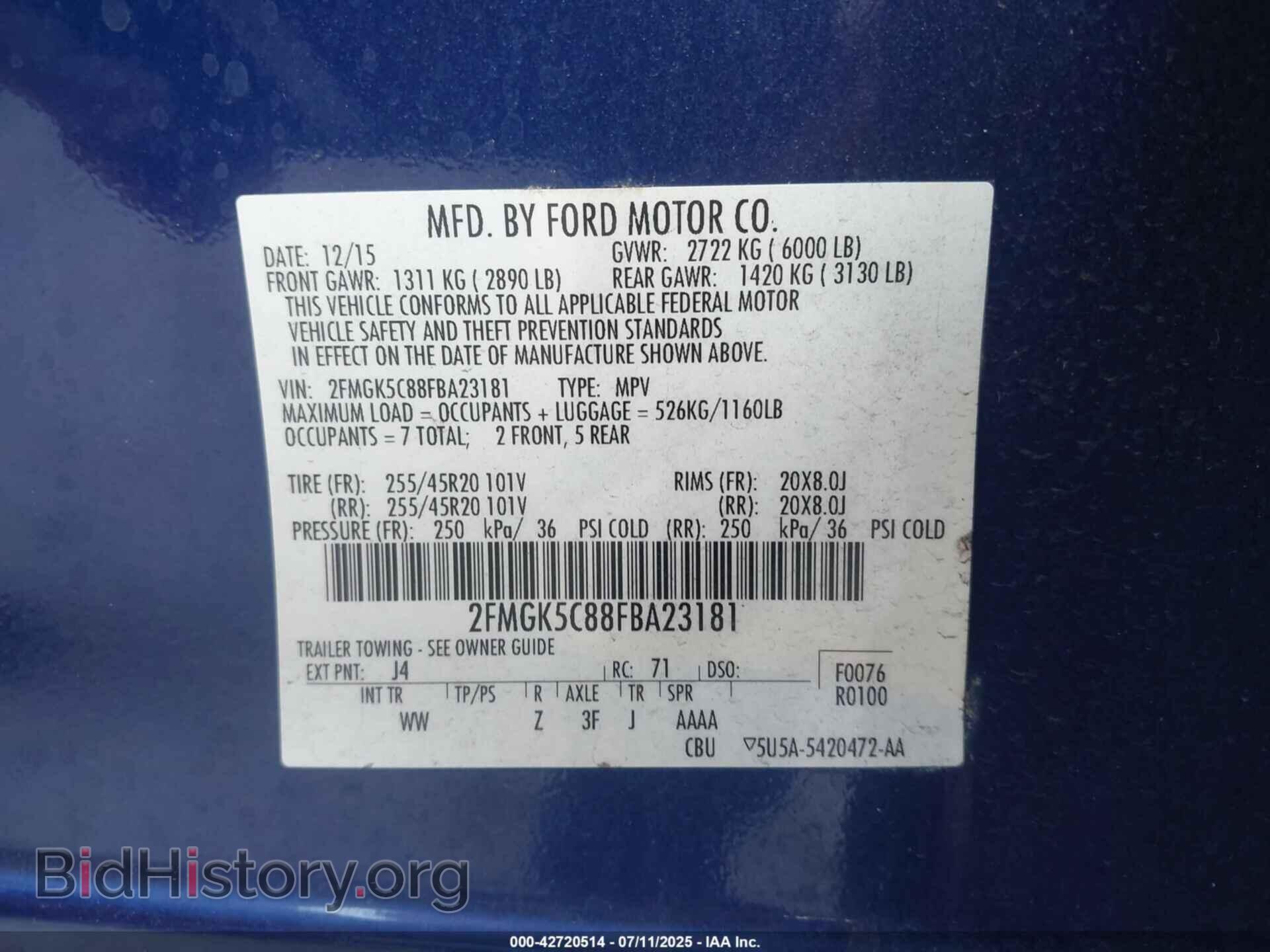 2015 FORD FLEX - VIN: 2FMGK5C88FBA23181 - Фото 9