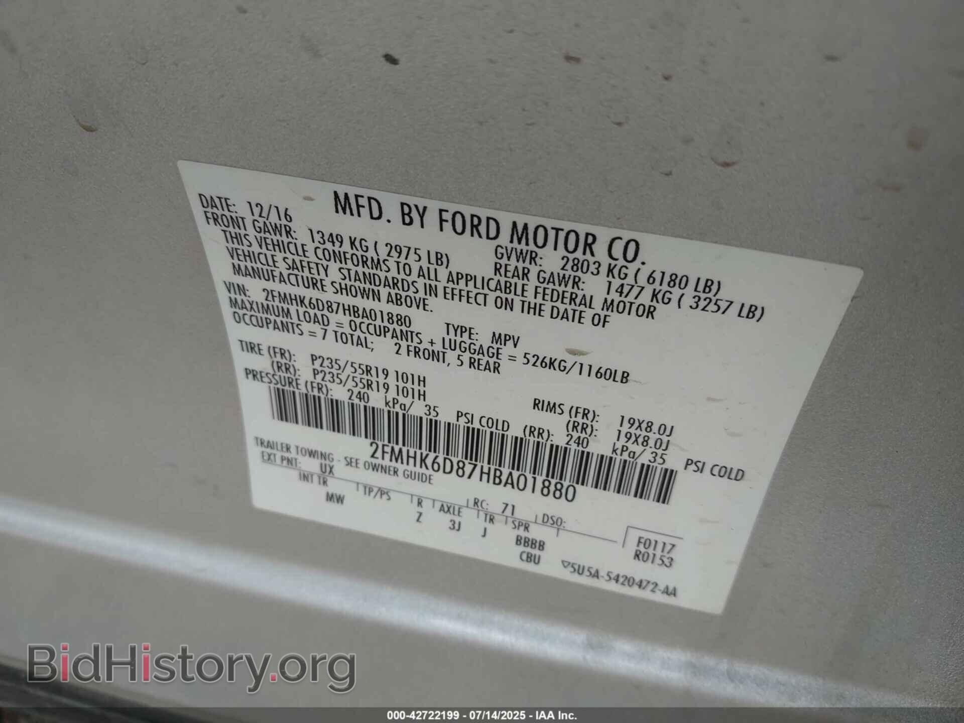 2017 FORD FLEX - VIN: 2FMHK6D87HBA01880 - Photo 9