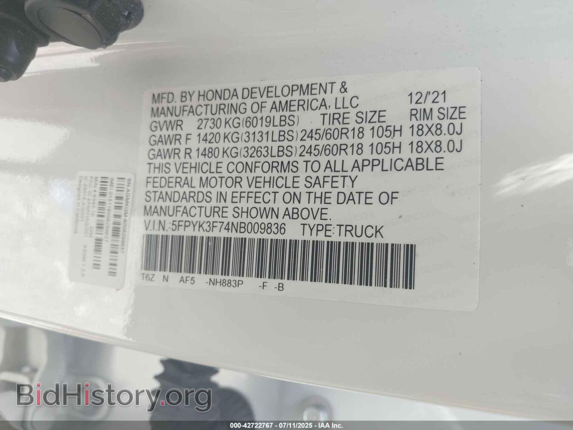 2022 HONDA RIDGELINE - VIN: 5FPYK3F74NB009836 - Фото 9