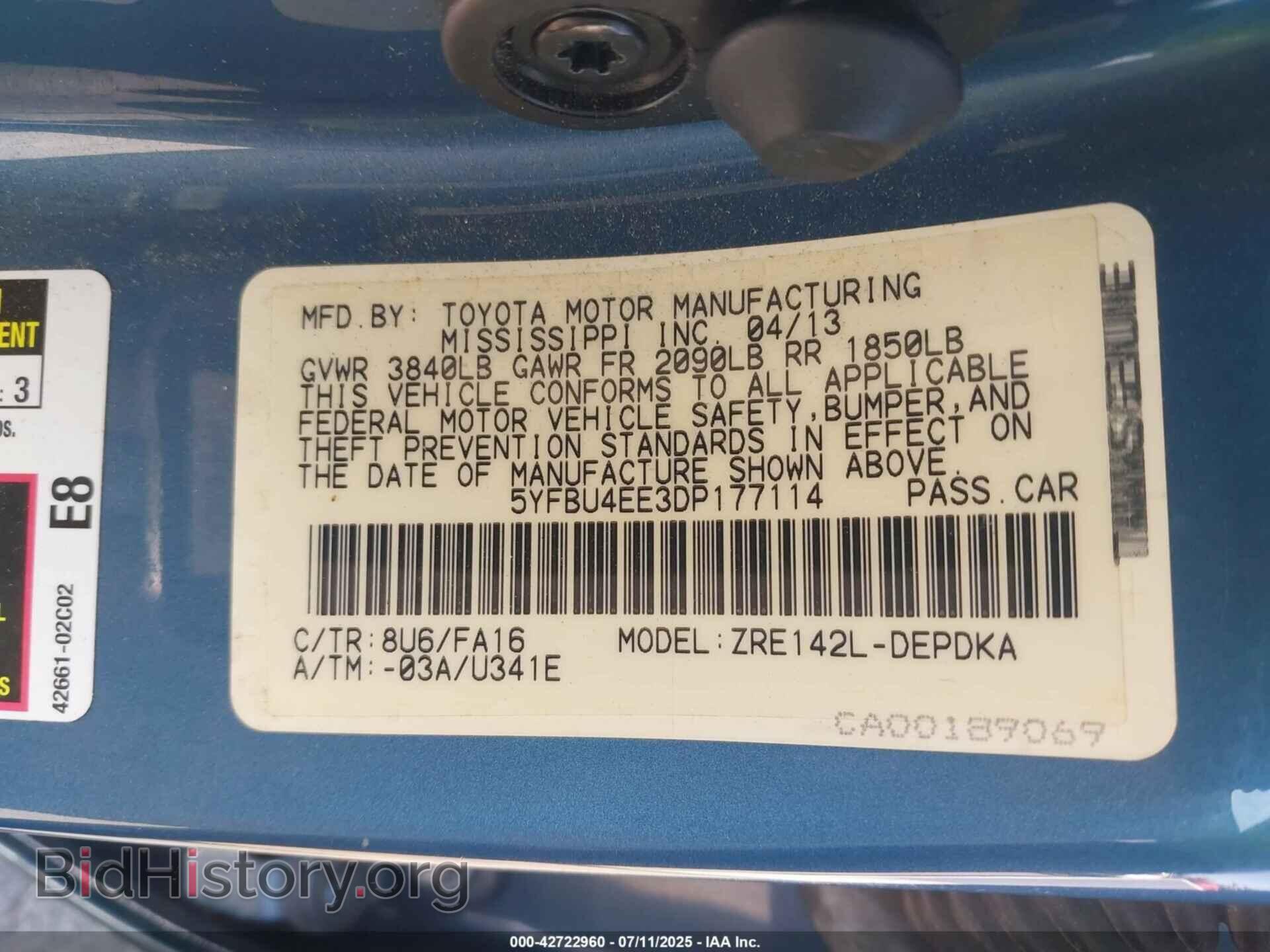 2013 TOYOTA COROLLA - VIN: 5YFBU4EE3DP177114 - Фото 9