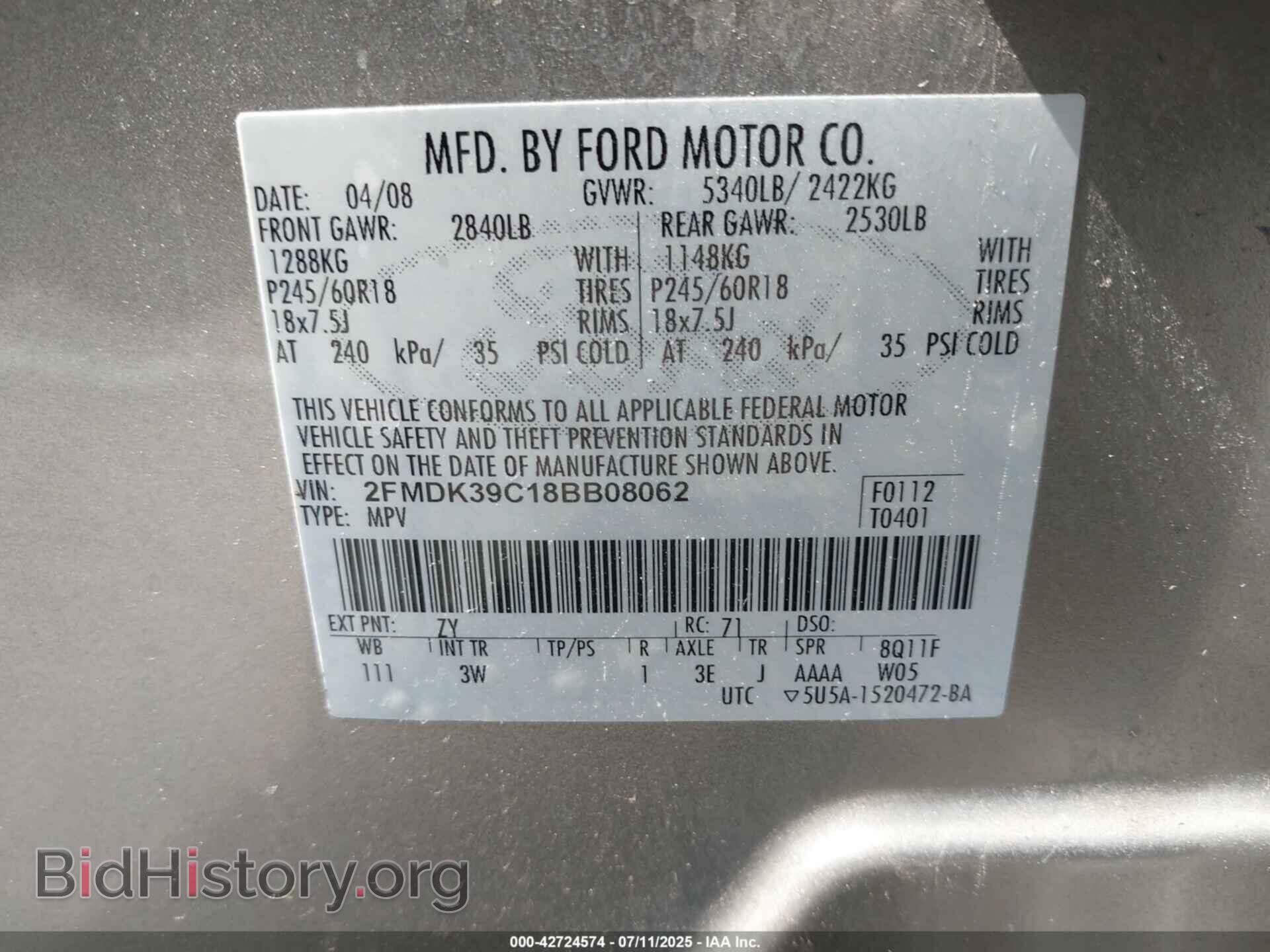 2008 FORD EDGE - VIN: 2FMDK39C18BB08062 - Photo 9