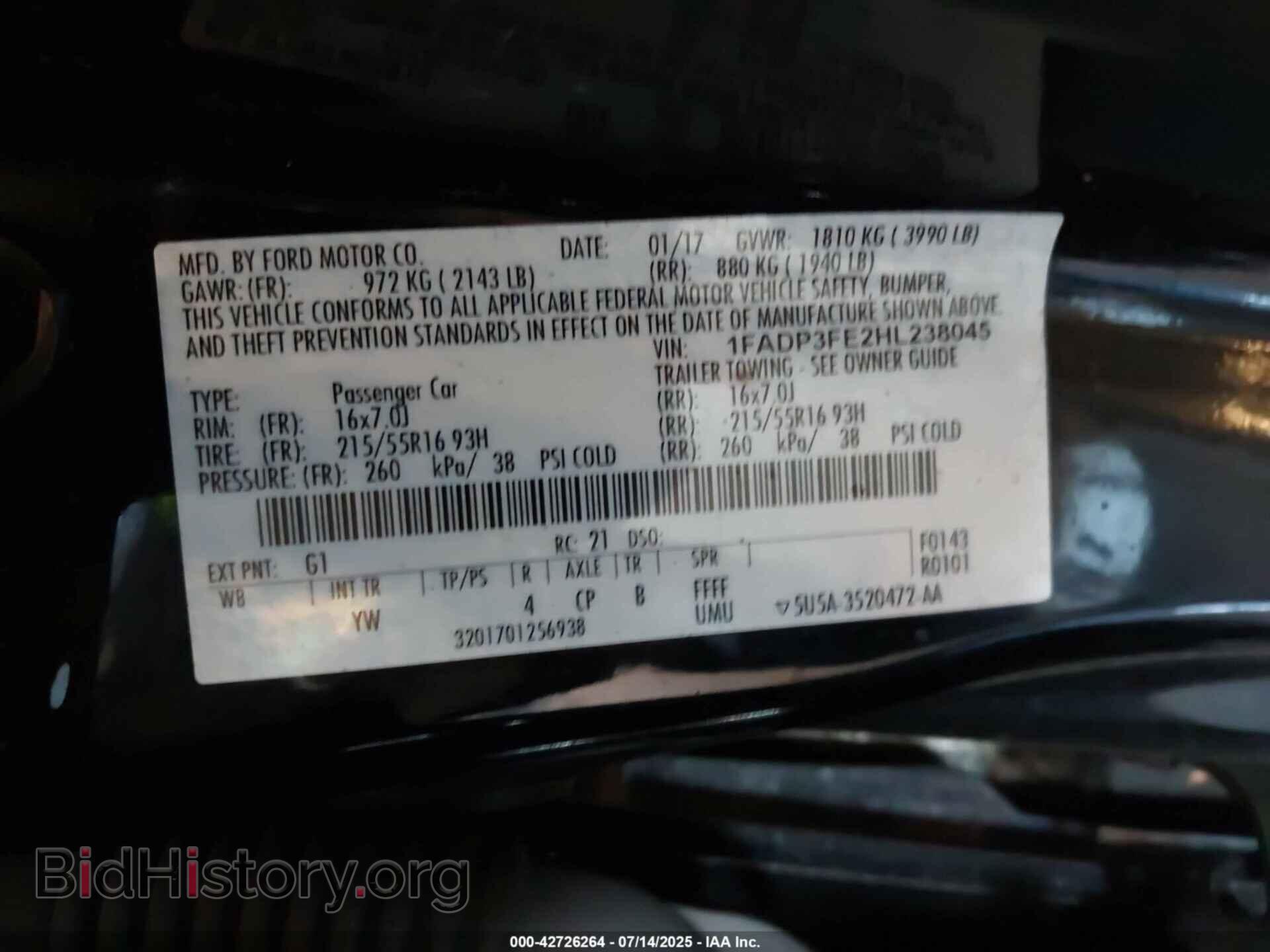 2017 FORD FOCUS - VIN: 1FADP3FE2HL238045 - Фото 9