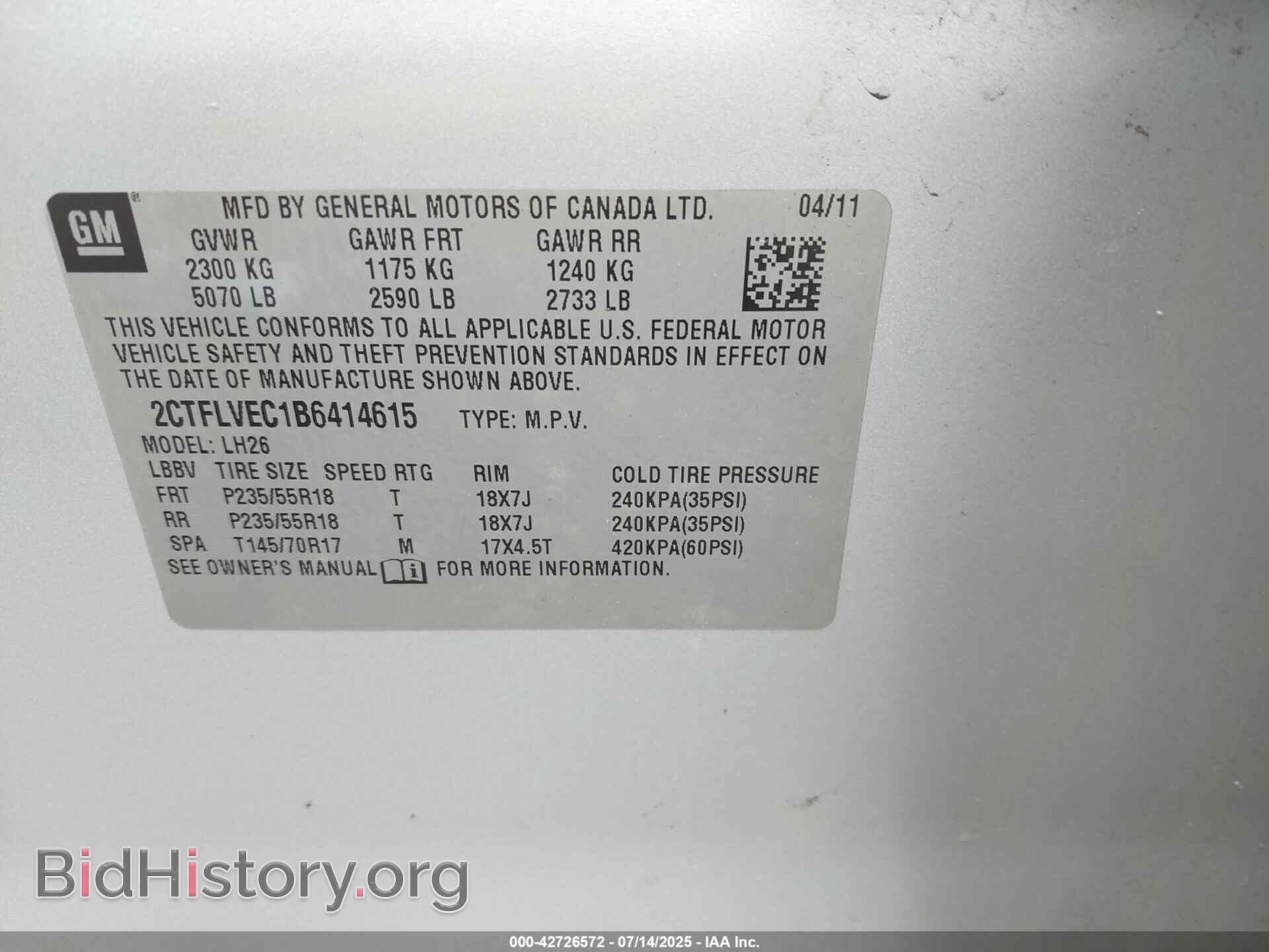 2011 GMC TERRAIN - VIN: 2CTFLVEC1B6414615 - Фото 9