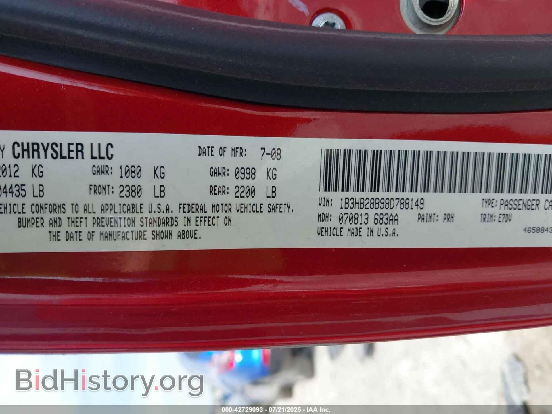 2008 DODGE CALIBER - VIN: 1B3HB28B98D788149 - Фото 9
