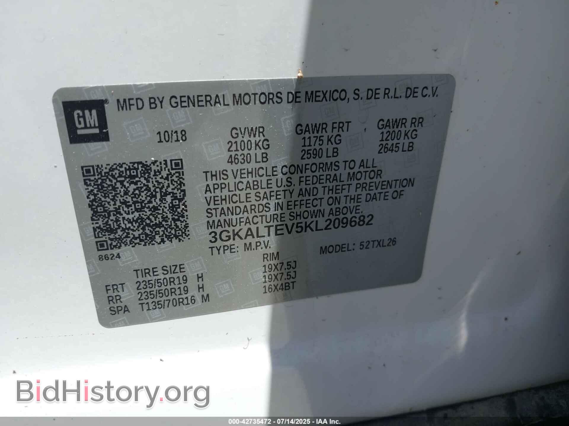 2019 GMC TERRAIN - VIN: 3GKALTEV5KL209682 - Photo 9