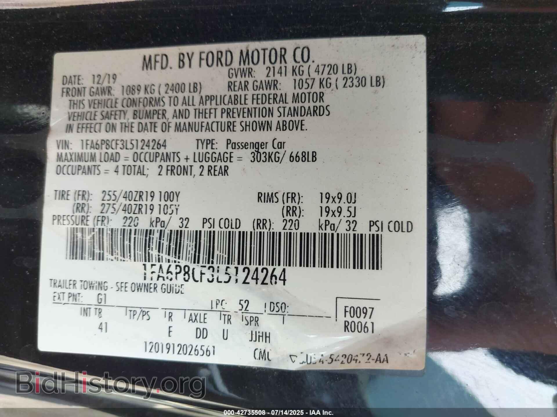 2020 FORD MUSTANG - VIN: 1FA6P8CF3L5124264 - Фото 9