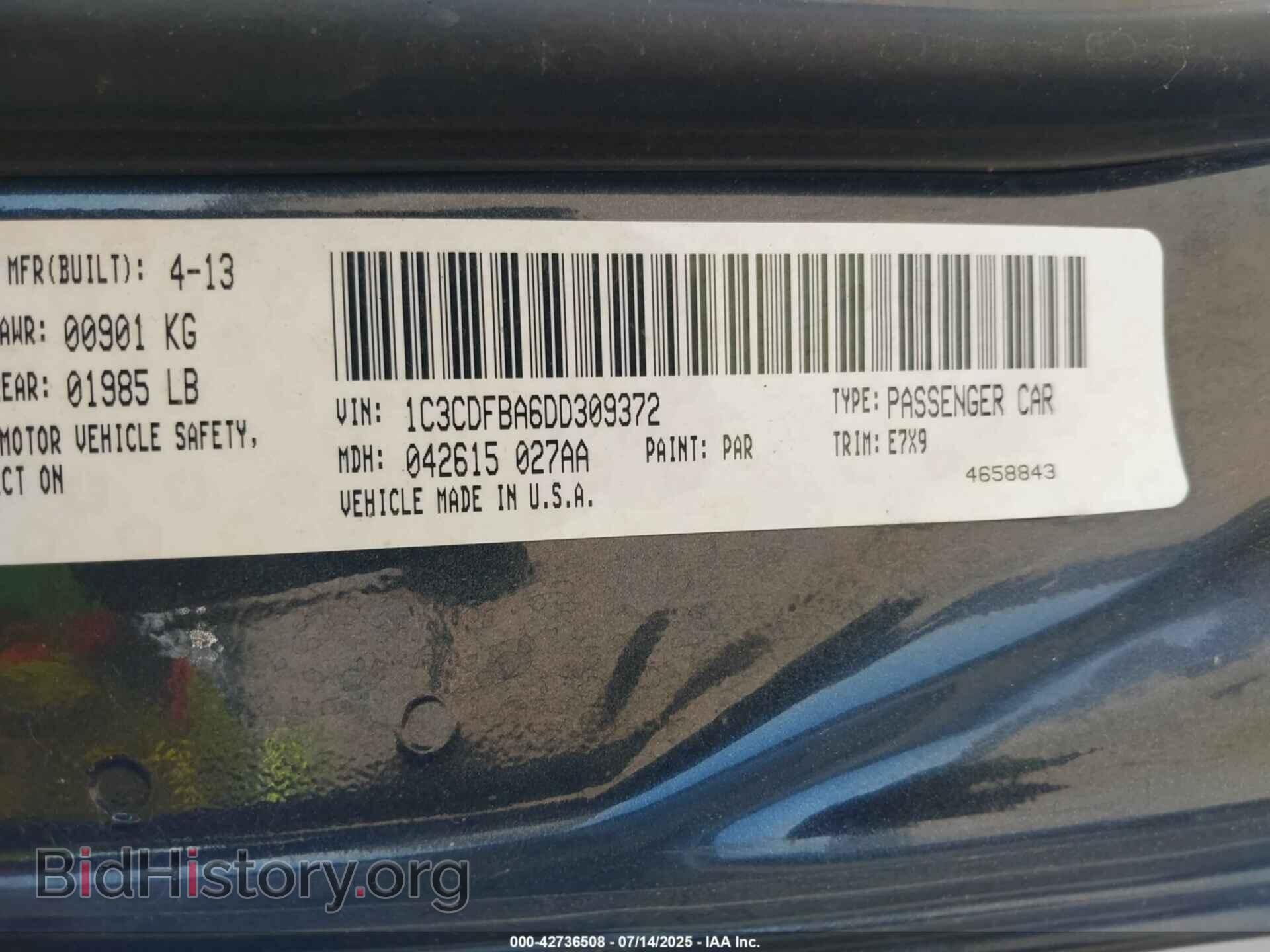2013 DODGE DART - VIN: 1C3CDFBA6DD309372 - Фото 9