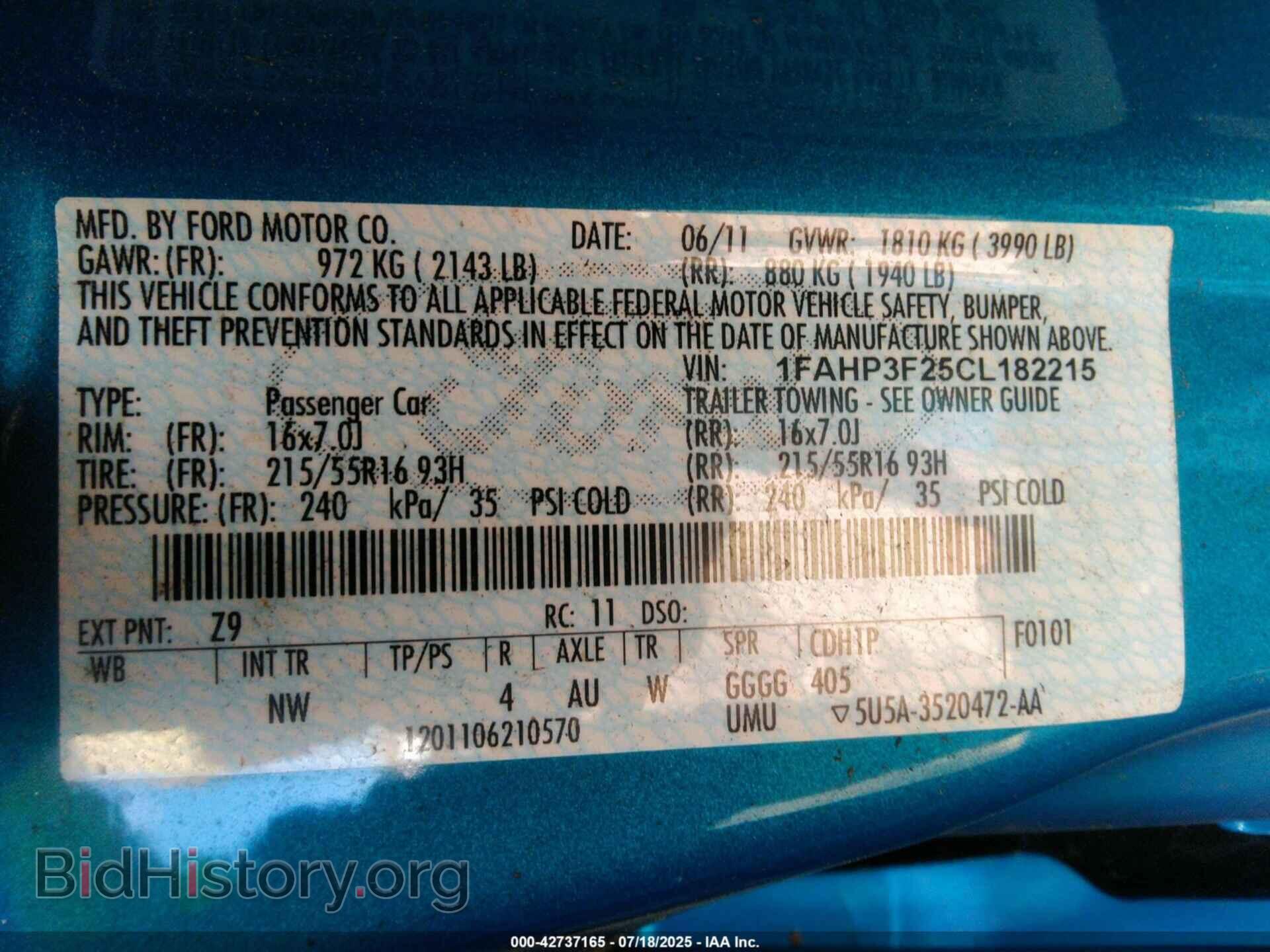 2012 FORD FOCUS - VIN: 1FAHP3F25CL182215 - Фото 9