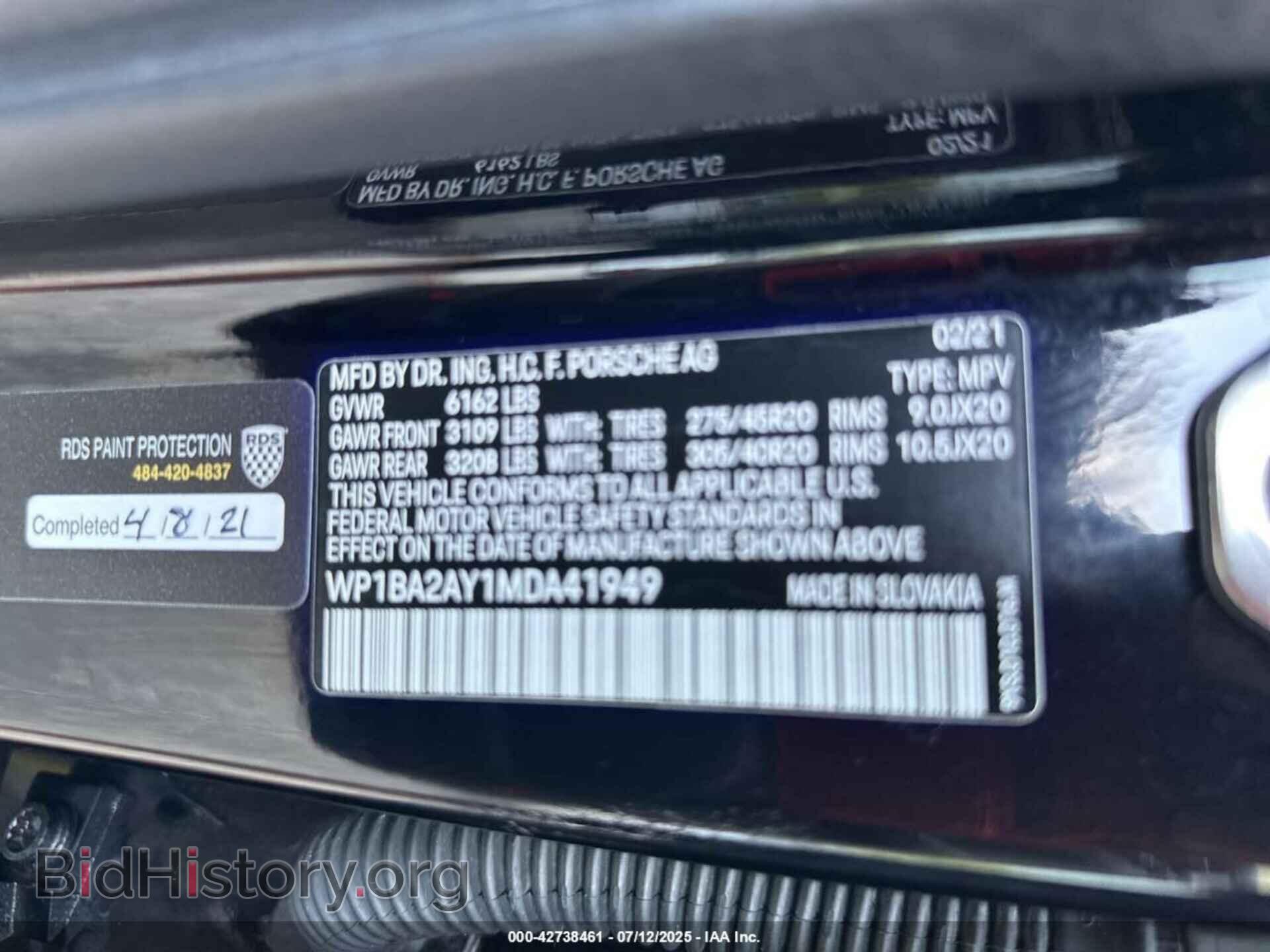 2021 PORSCHE CAYENNE - VIN: WP1BA2AY1MDA41949 - Фото 9