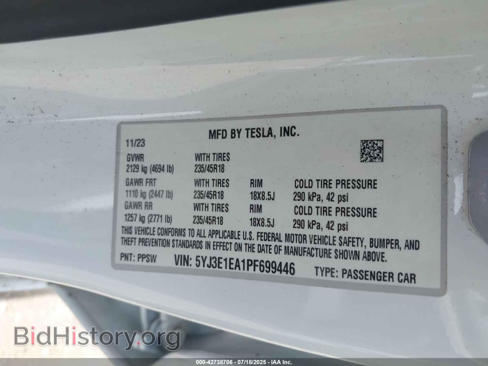 2023 TESLA MODEL 3 - VIN: 5YJ3E1EA1PF699446 - Фото 9