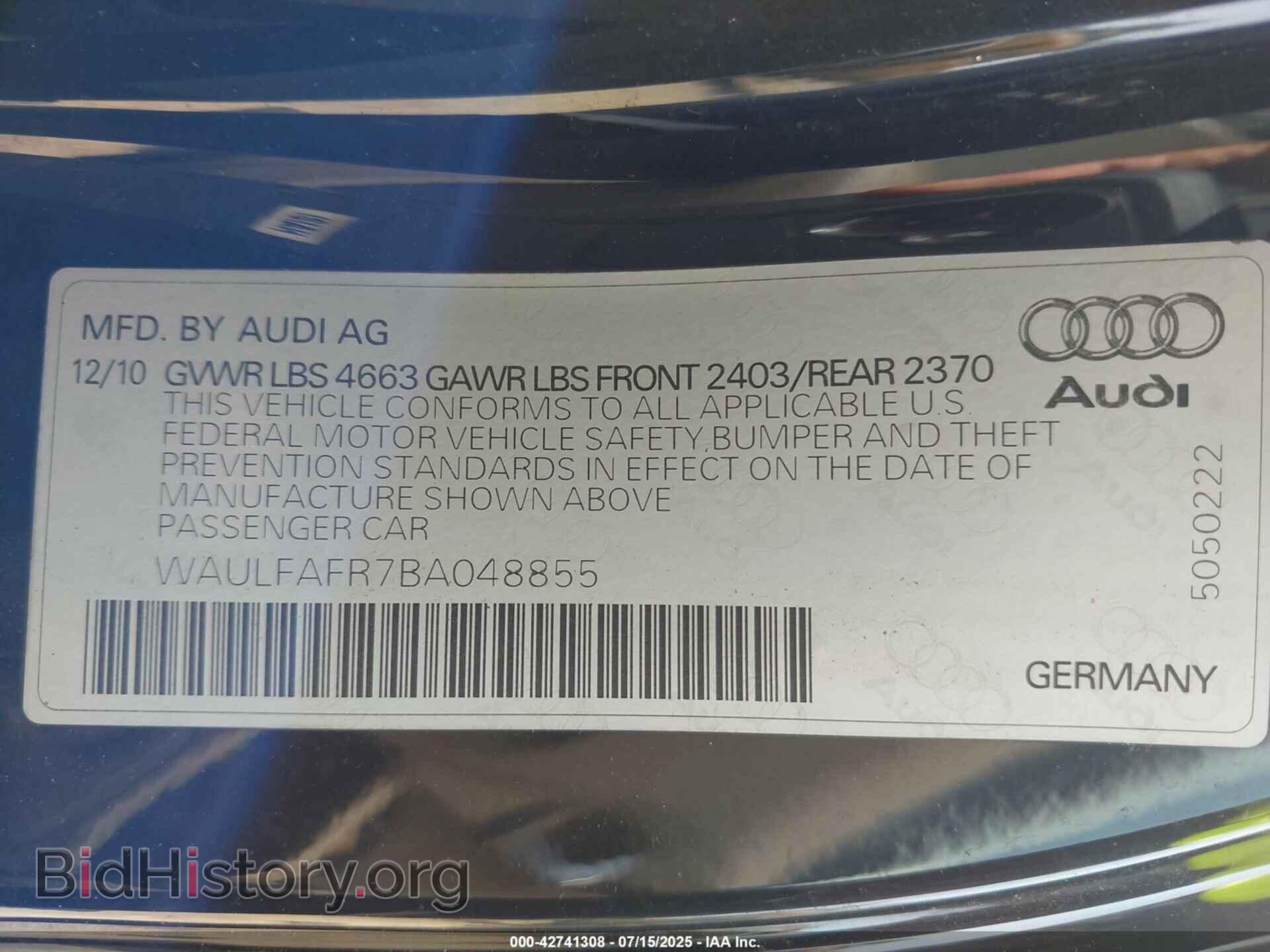 2011 AUDI A5 - VIN: WAULFAFR7BA048855 - Photo 9