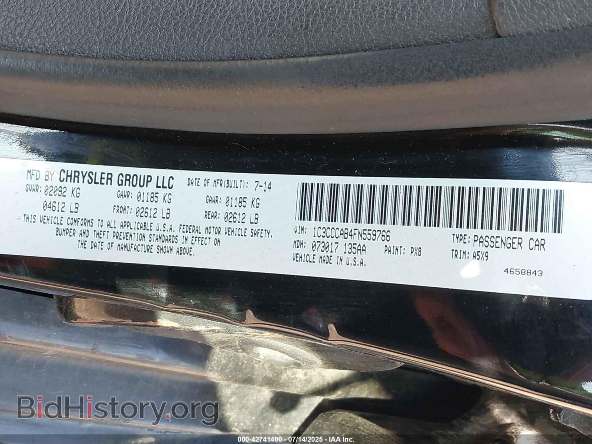 2015 CHRYSLER 200 - VIN: 1C3CCCAB4FN559766 - Фото 9