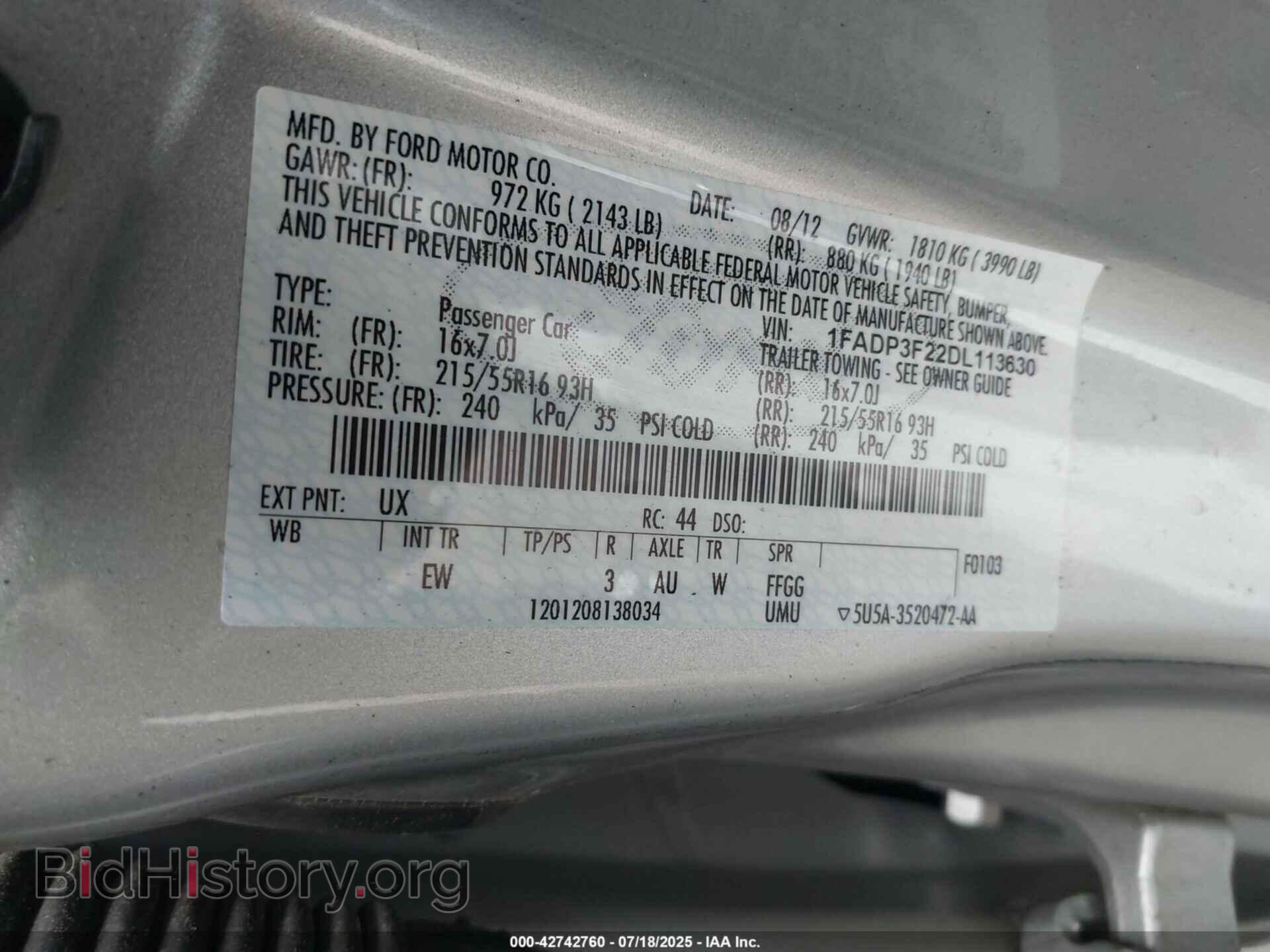 2013 FORD FOCUS - VIN: 1FADP3F22DL113630 - Фото 9