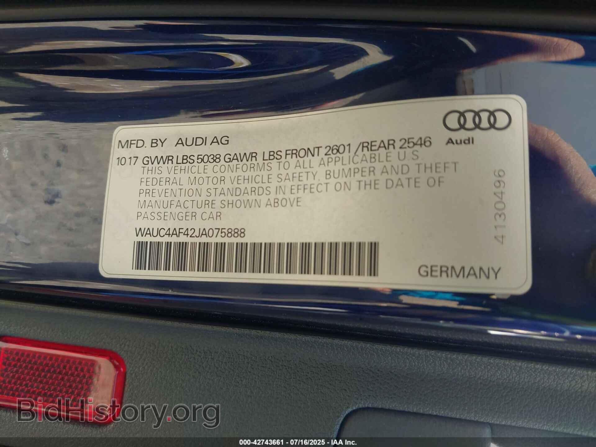 2018 AUDI S4 - VIN: WAUC4AF42JA075888 - Фото 9