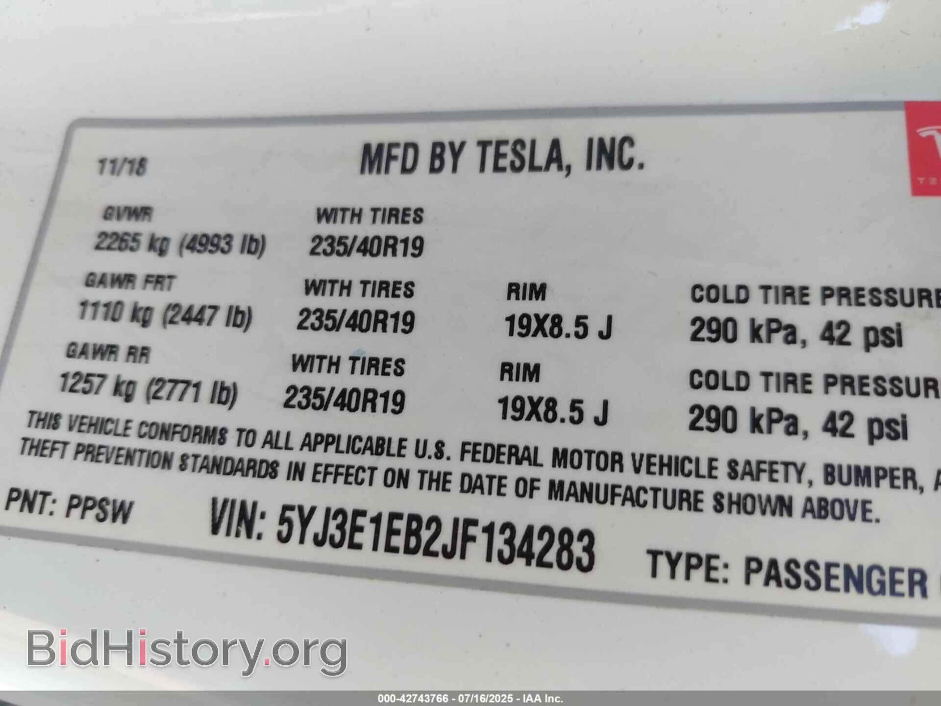 2018 TESLA MODEL 3 - VIN: 5YJ3E1EB2JF134283 - Photo 9