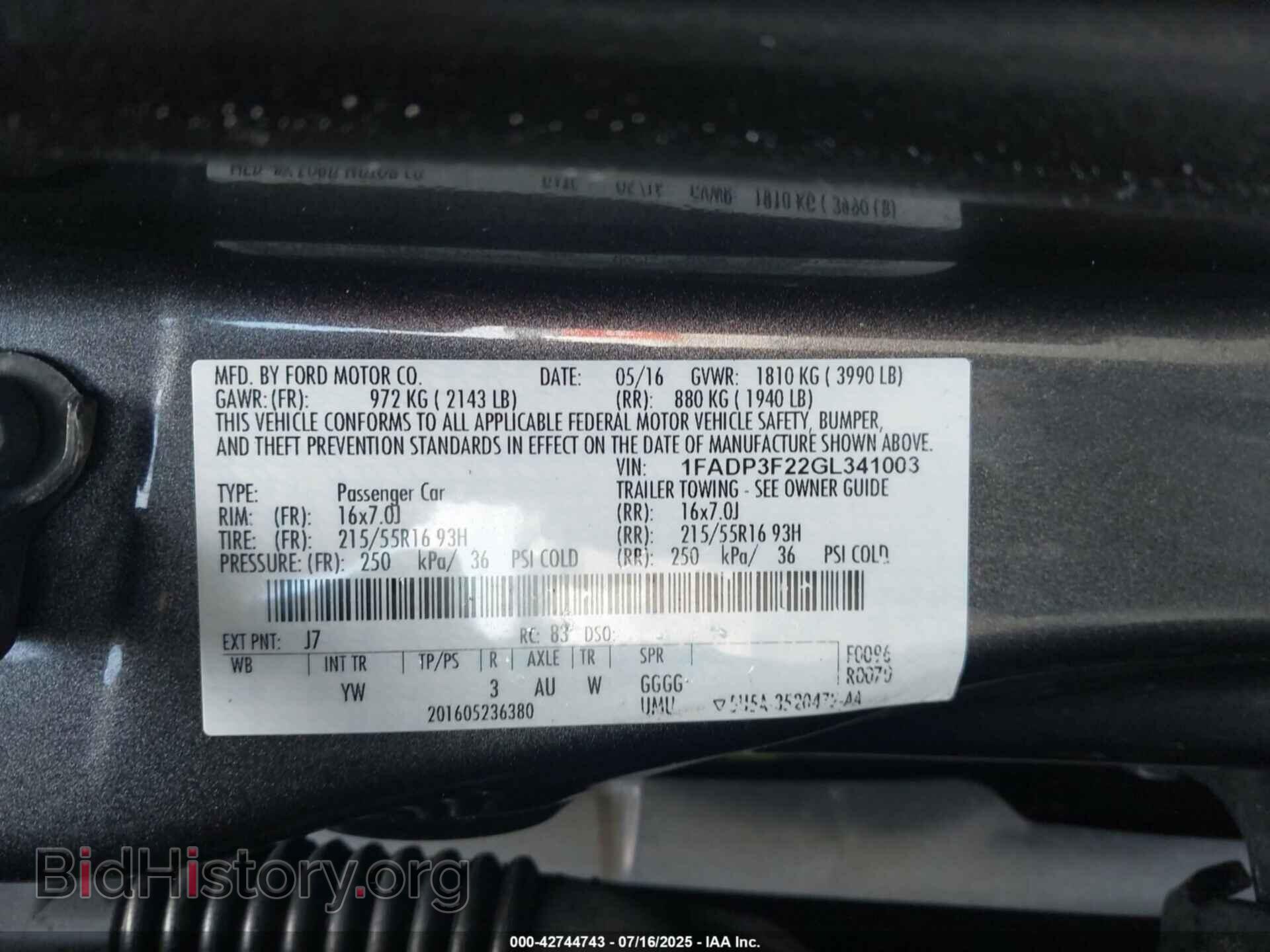 2016 FORD FOCUS - VIN: 1FADP3F22GL341003 - Фото 9