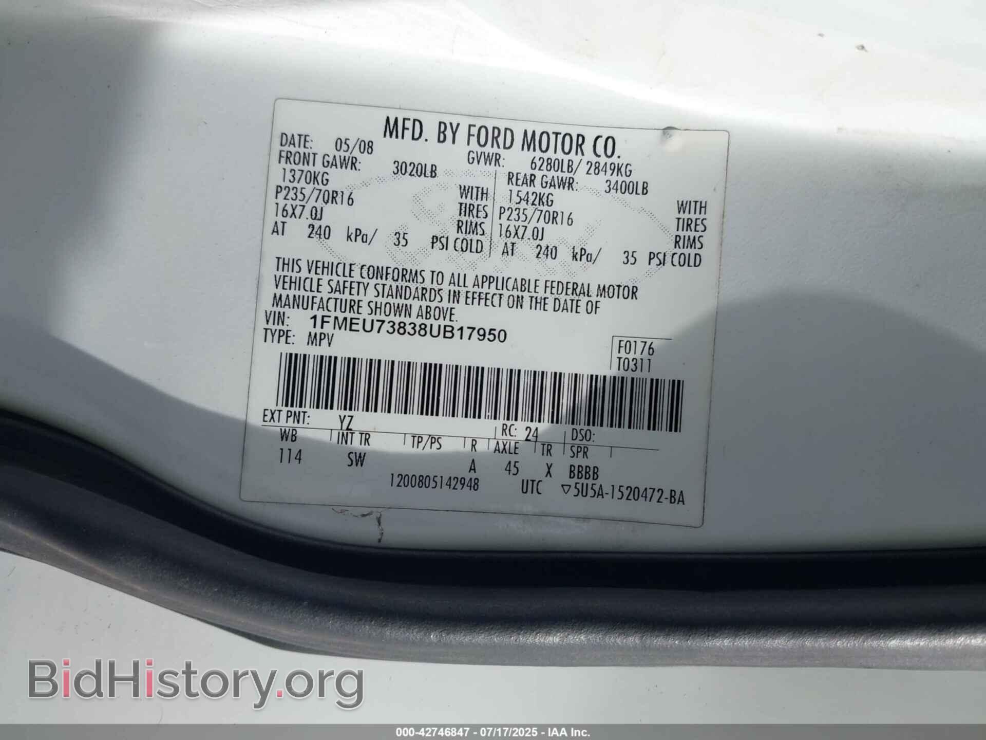 2008 FORD EXPLORER - VIN: 1FMEU73838UB17950 - Фото 9