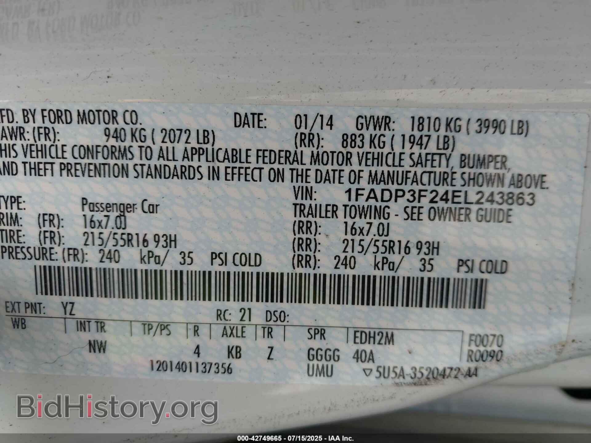 2014 FORD FOCUS - VIN: 1FADP3F24EL243863 - Photo 9