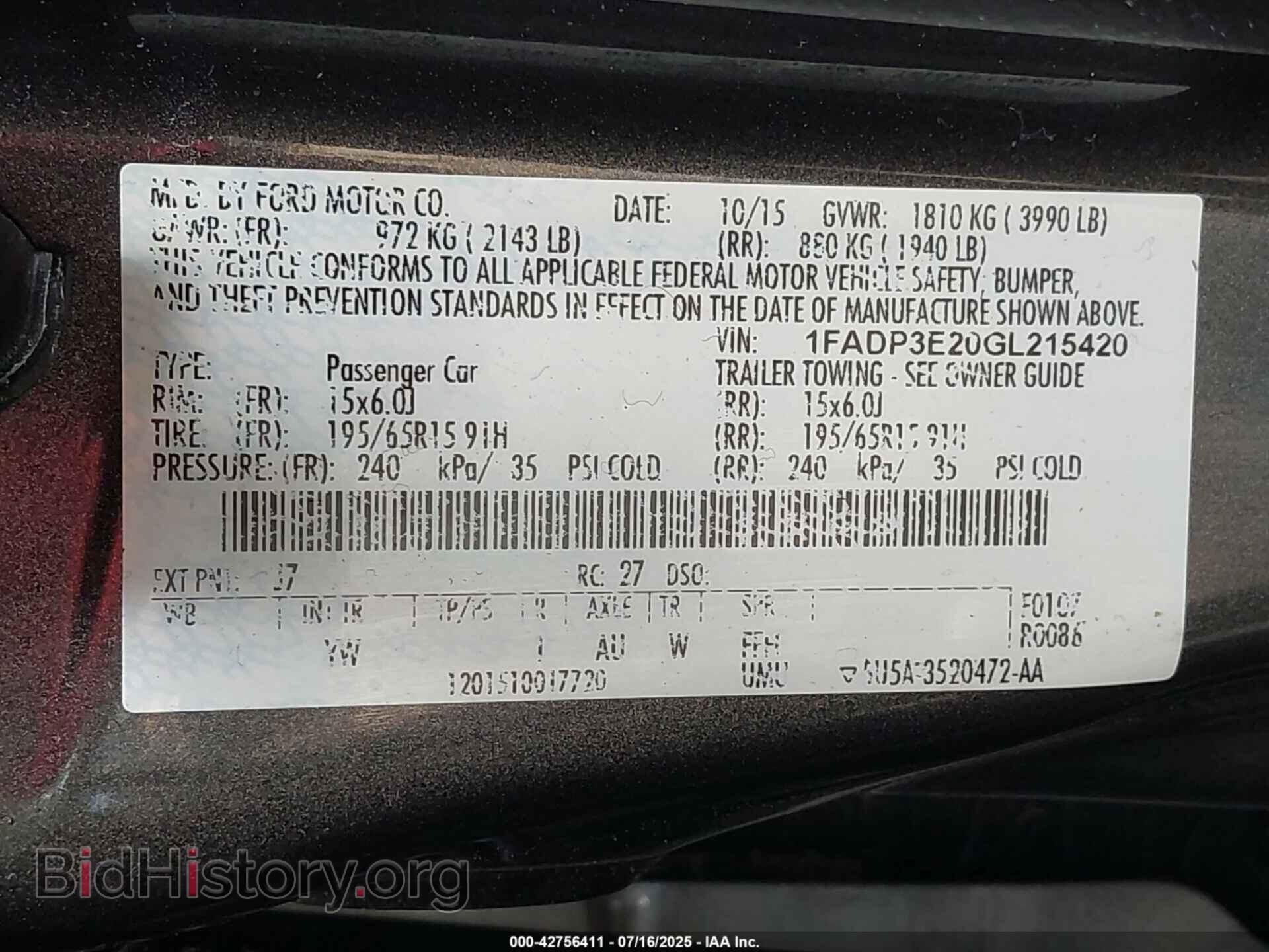 2016 FORD FOCUS - VIN: 1FADP3E20GL215420 - Photo 9