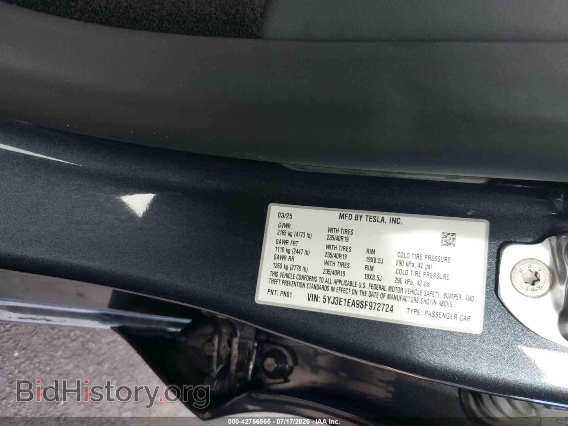 2025 TESLA MODEL 3 - VIN: 5YJ3E1EA9SF972724 - Photo 9
