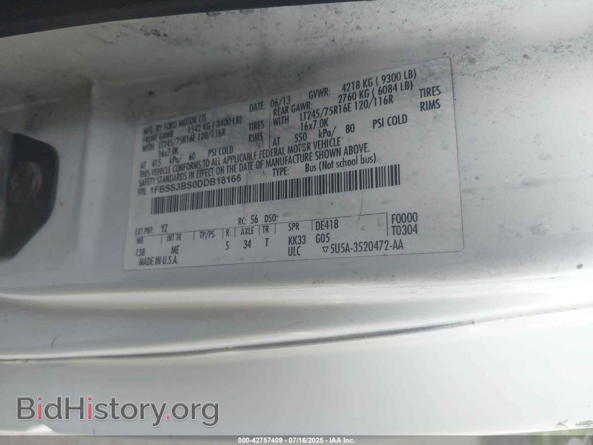 2013 FORD ECONOLINE - VIN: 1FBSS3BS0DDB18166 - Photo 9