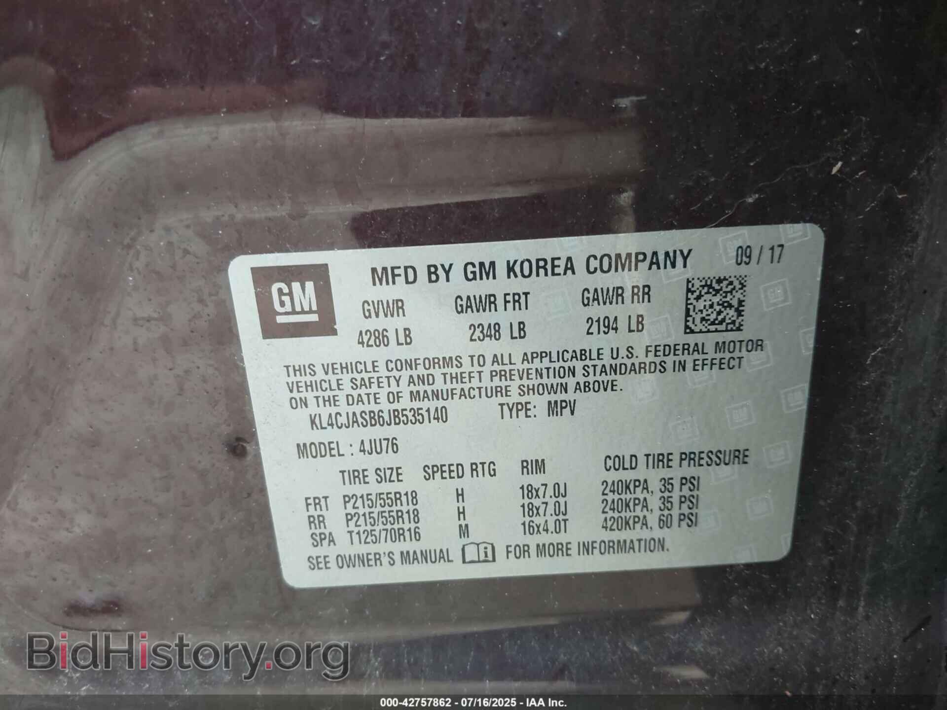 2018 BUICK ENCORE - VIN: KL4CJASB6JB535140 - Фото 9