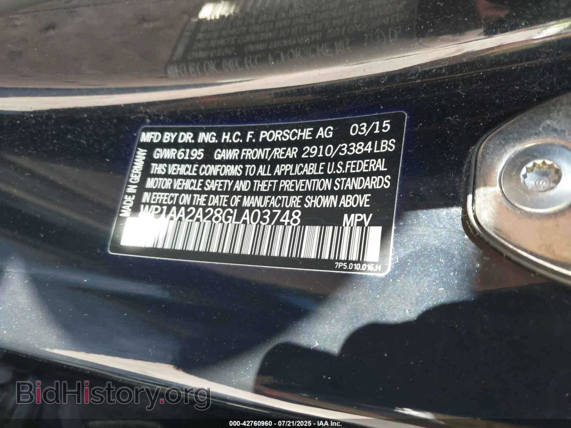 2016 PORSCHE CAYENNE - VIN: WP1AA2A28GLA03748 - Фото 9