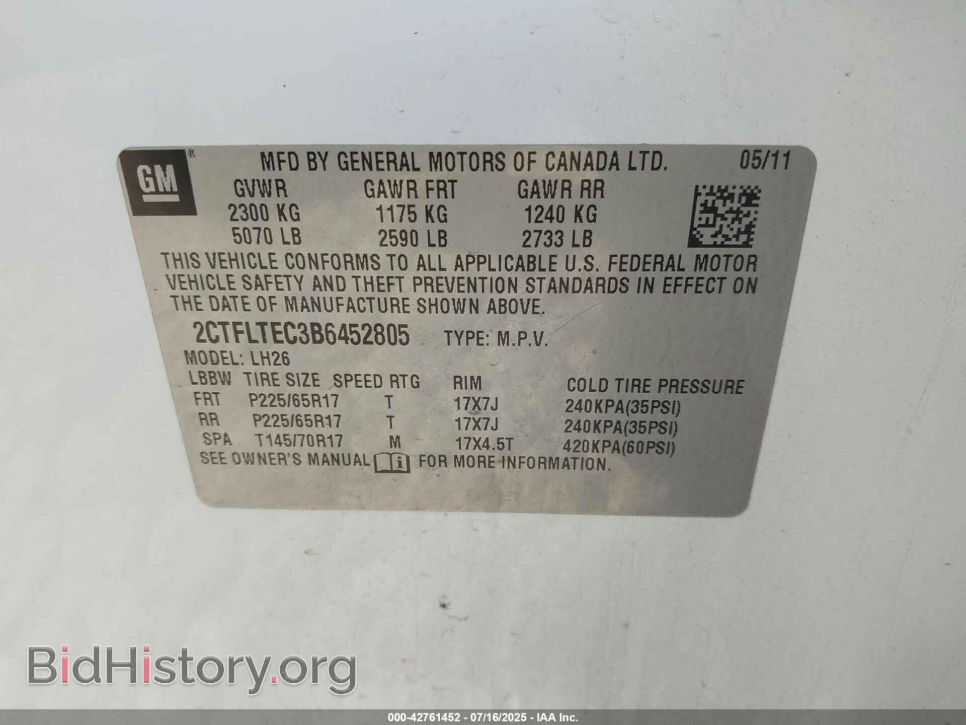 2011 GMC TERRAIN - VIN: 2CTFLTEC3B6452805 - Фото 9