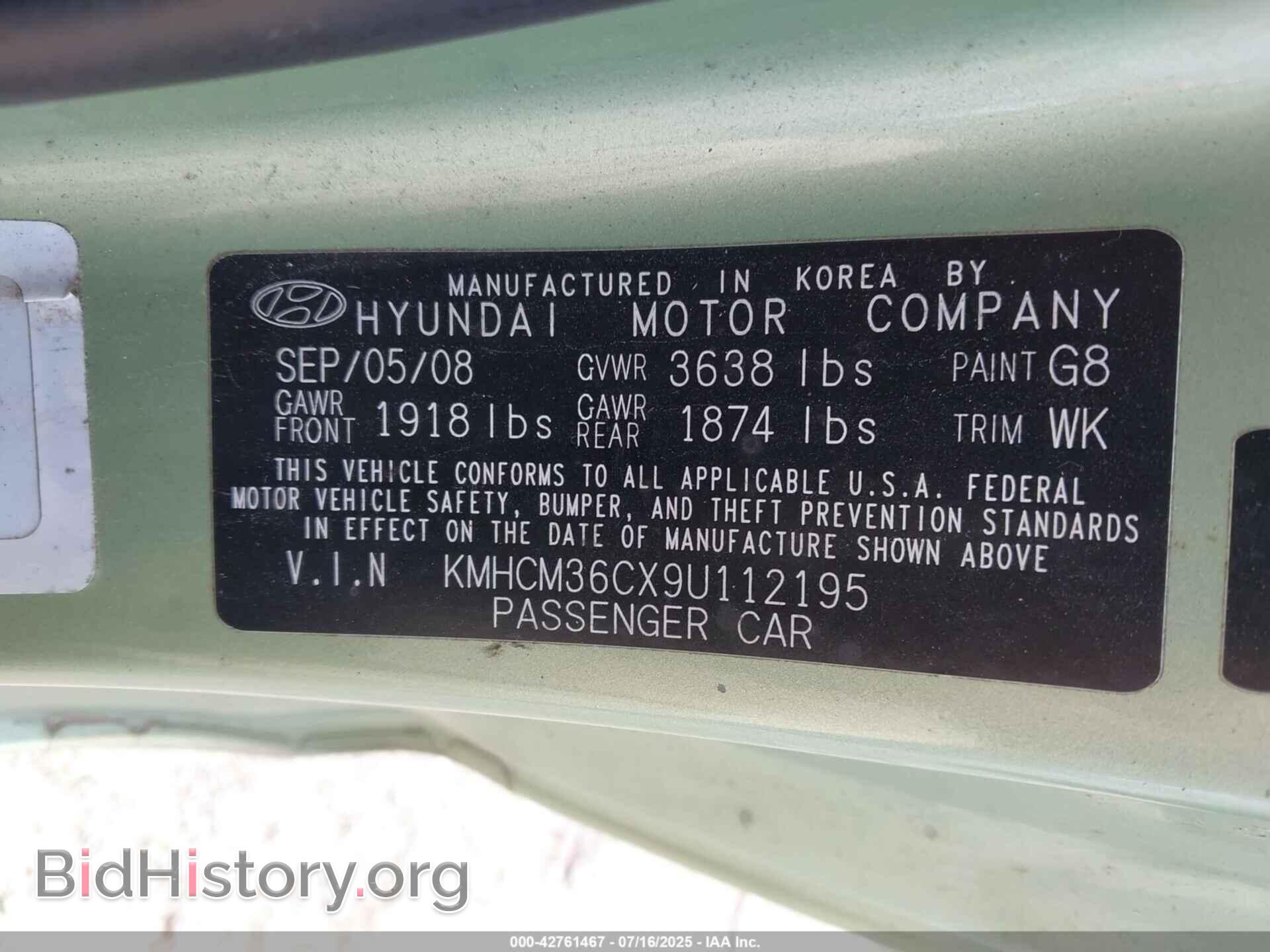 2009 HYUNDAI ACCENT - VIN: KMHCM36CX9U112195 - Фото 9