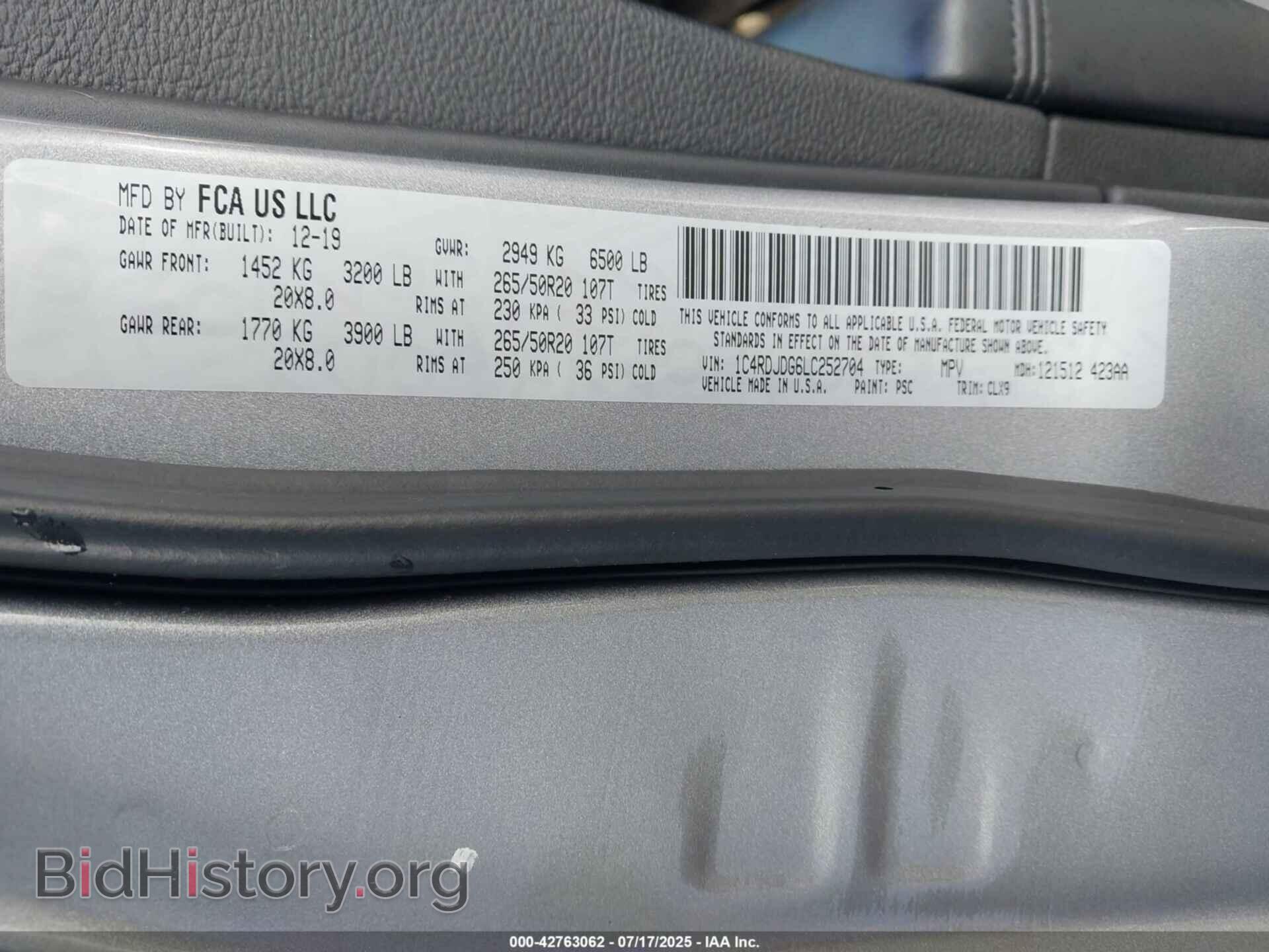 2020 DODGE DURANGO - VIN: 1C4RDJDG6LC252704 - Фото 9