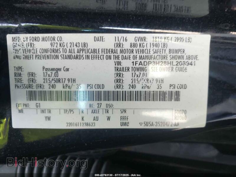 2017 Ford FOCUS (VIN 1FADP3H28HL208941) — фото 9 из 21
