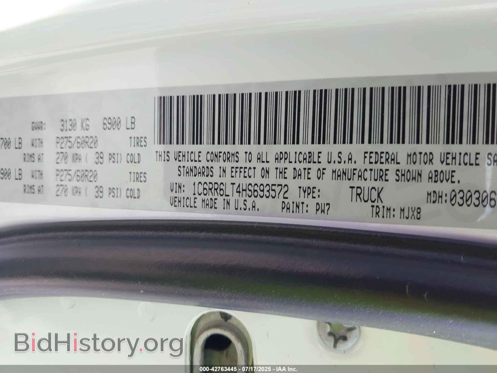 2017 RAM 1500 - VIN: 1C6RR6LT4HS693572 - Фото 9