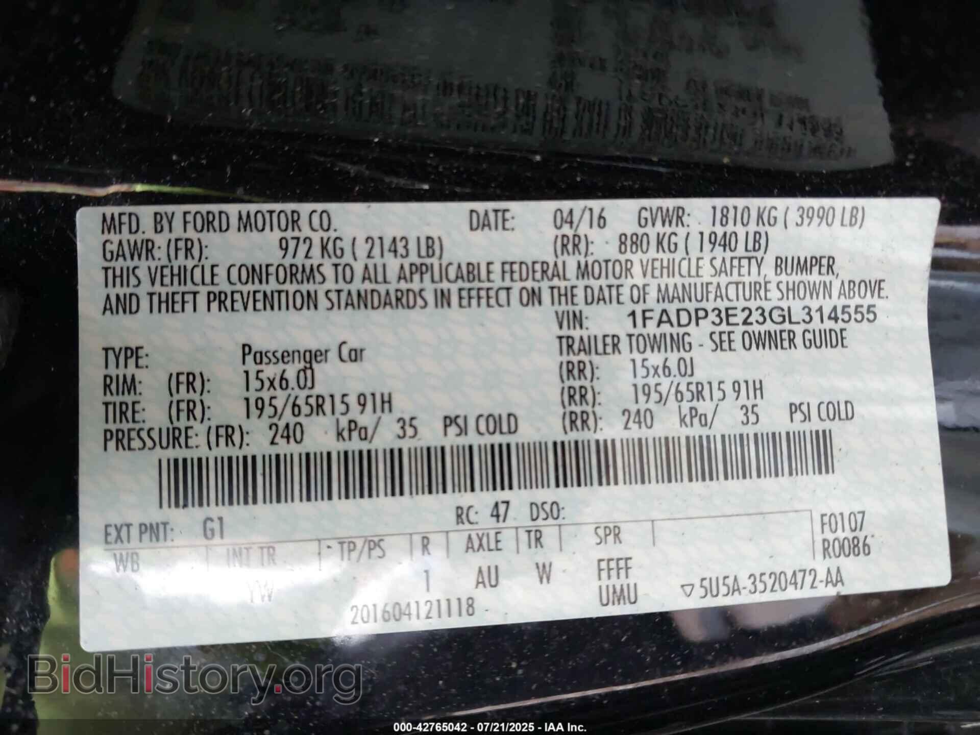 2016 FORD FOCUS - VIN: 1FADP3E23GL314555 - Фото 9