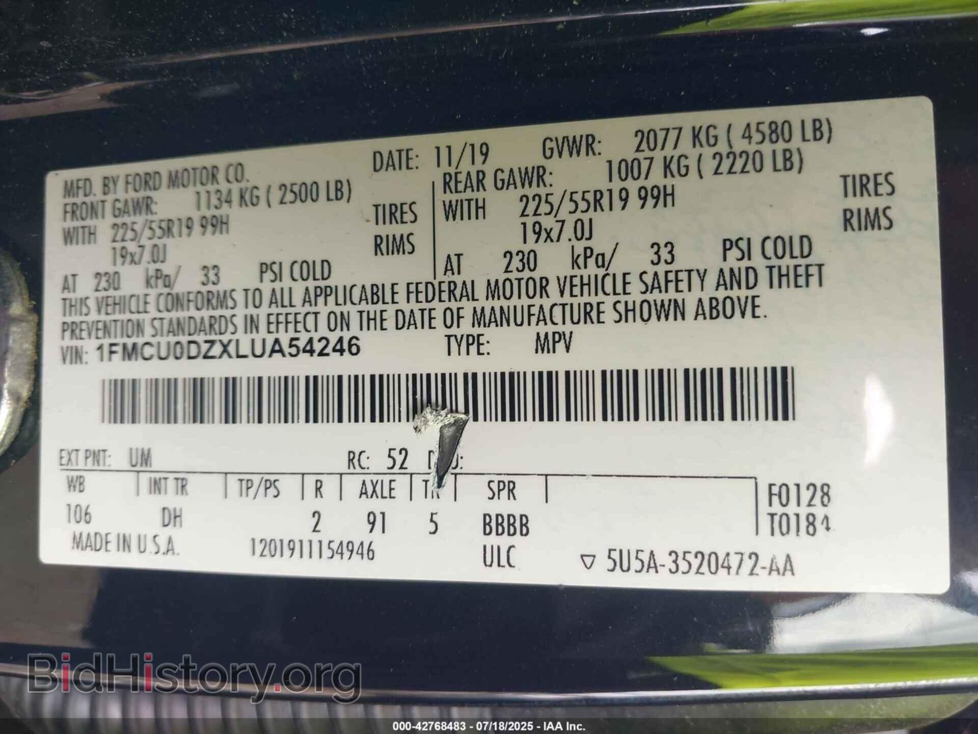 2020 FORD ESCAPE - VIN: 1FMCU0DZXLUA54246 - Фото 9