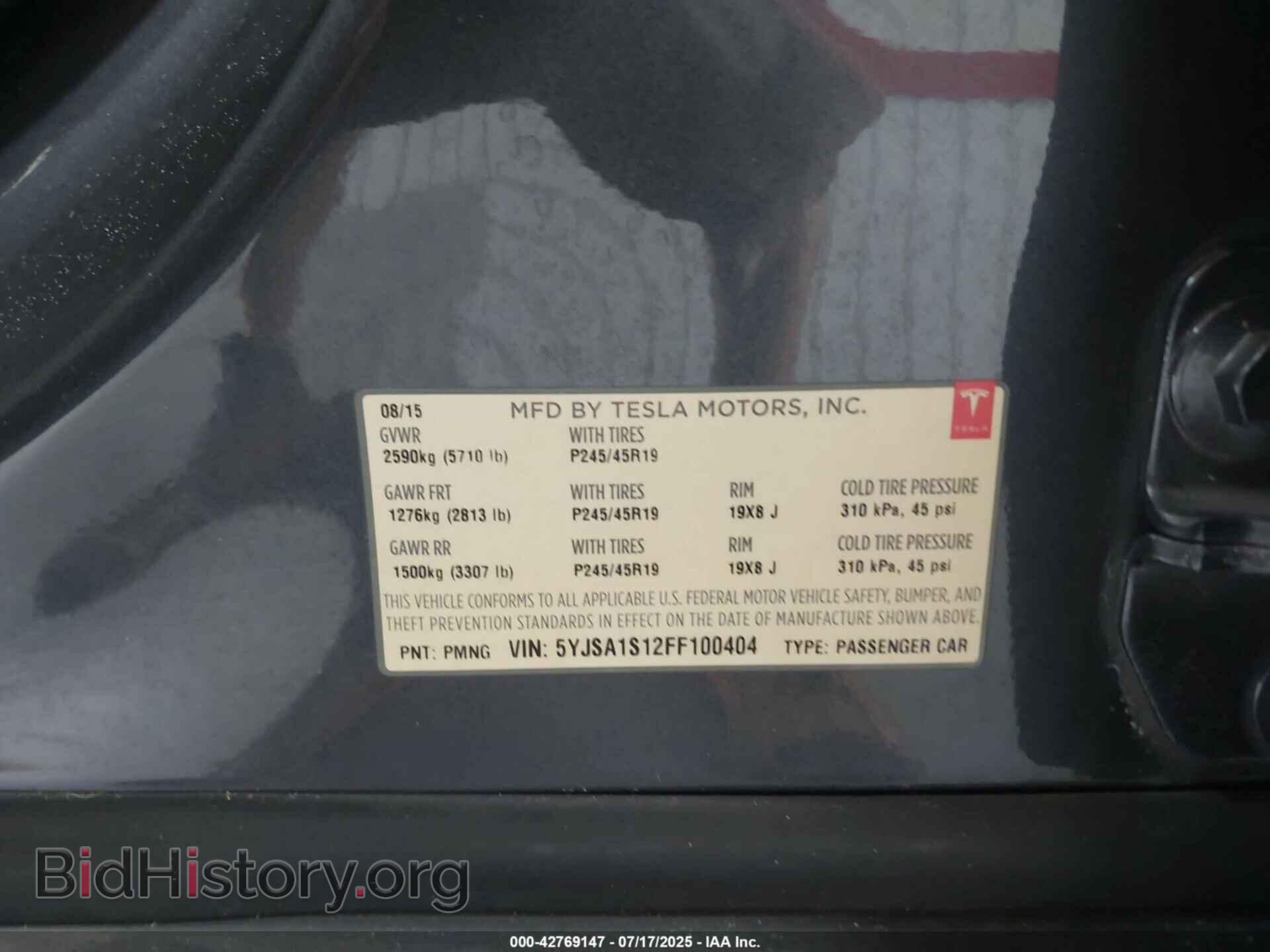 2015 TESLA MODEL S - VIN: 5YJSA1S12FF100404 - Photo 9