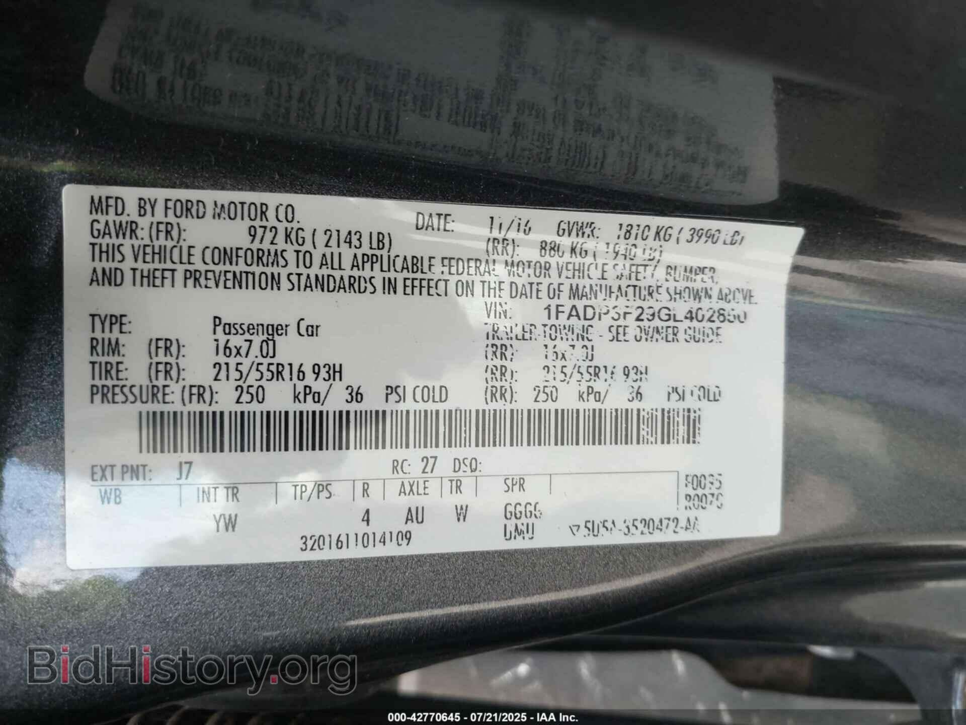 2016 FORD FOCUS - VIN: 1FADP3F29GL402850 - Фото 9